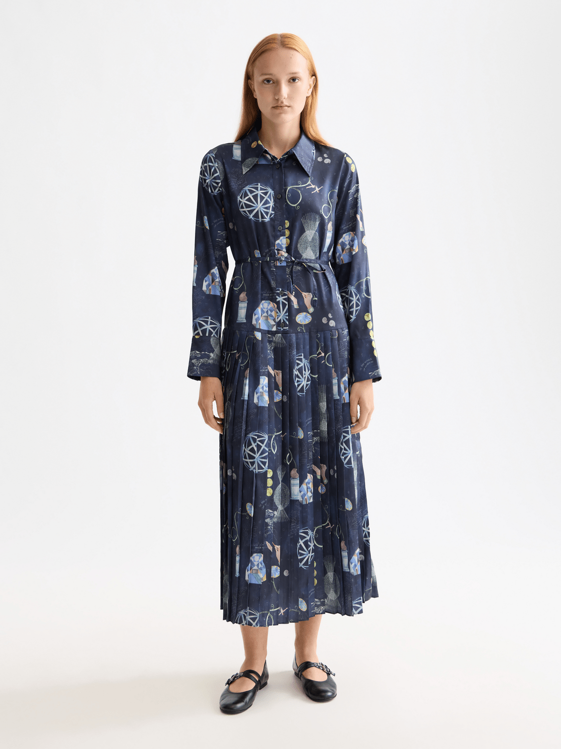 Belted Shirt Midi Dress With Pleated Hem - Scotch & Soda South Africa