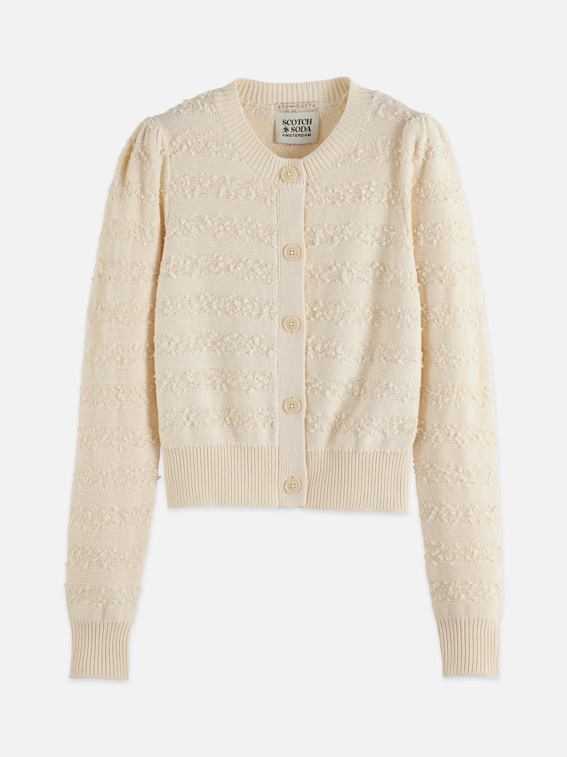 Bouclé Stripe Crew Neck Cardigan - Scotch & Soda South Africa