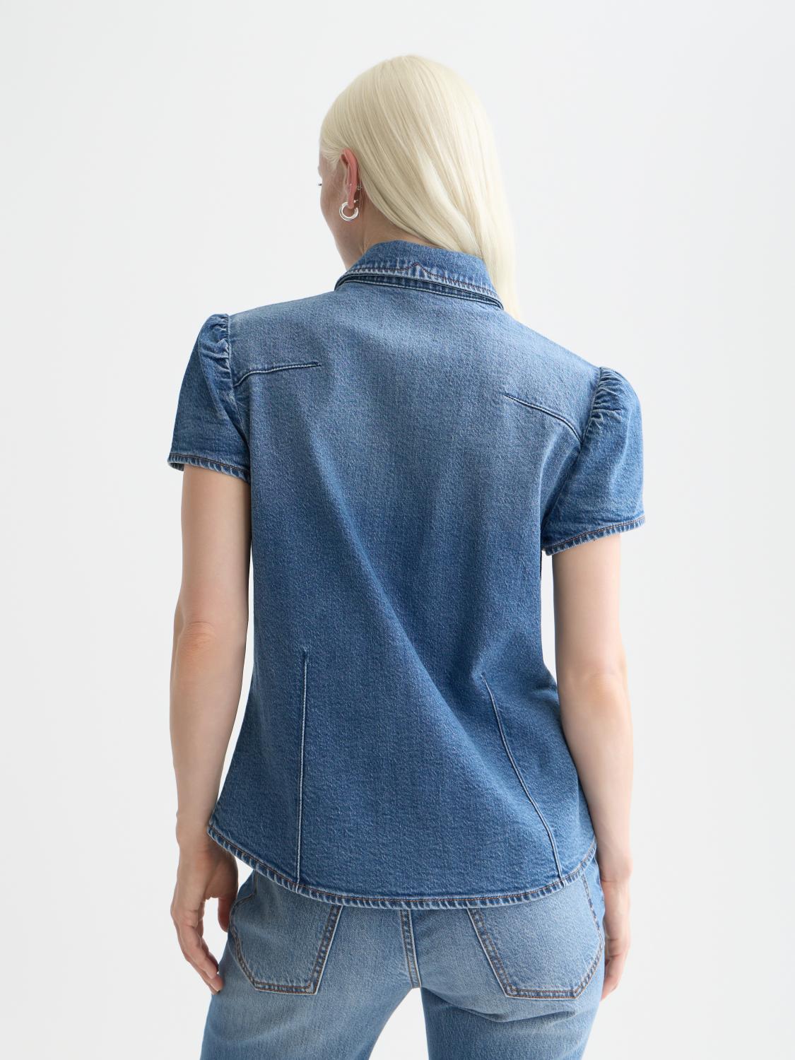 Cap Sleeve Fitted Denim Shirt - Scotch & Soda South Africa