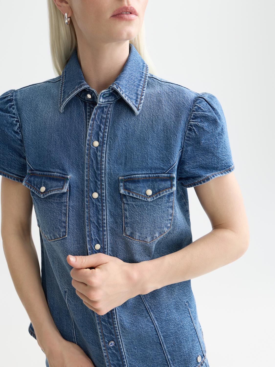 Cap Sleeve Fitted Denim Shirt - Scotch & Soda South Africa