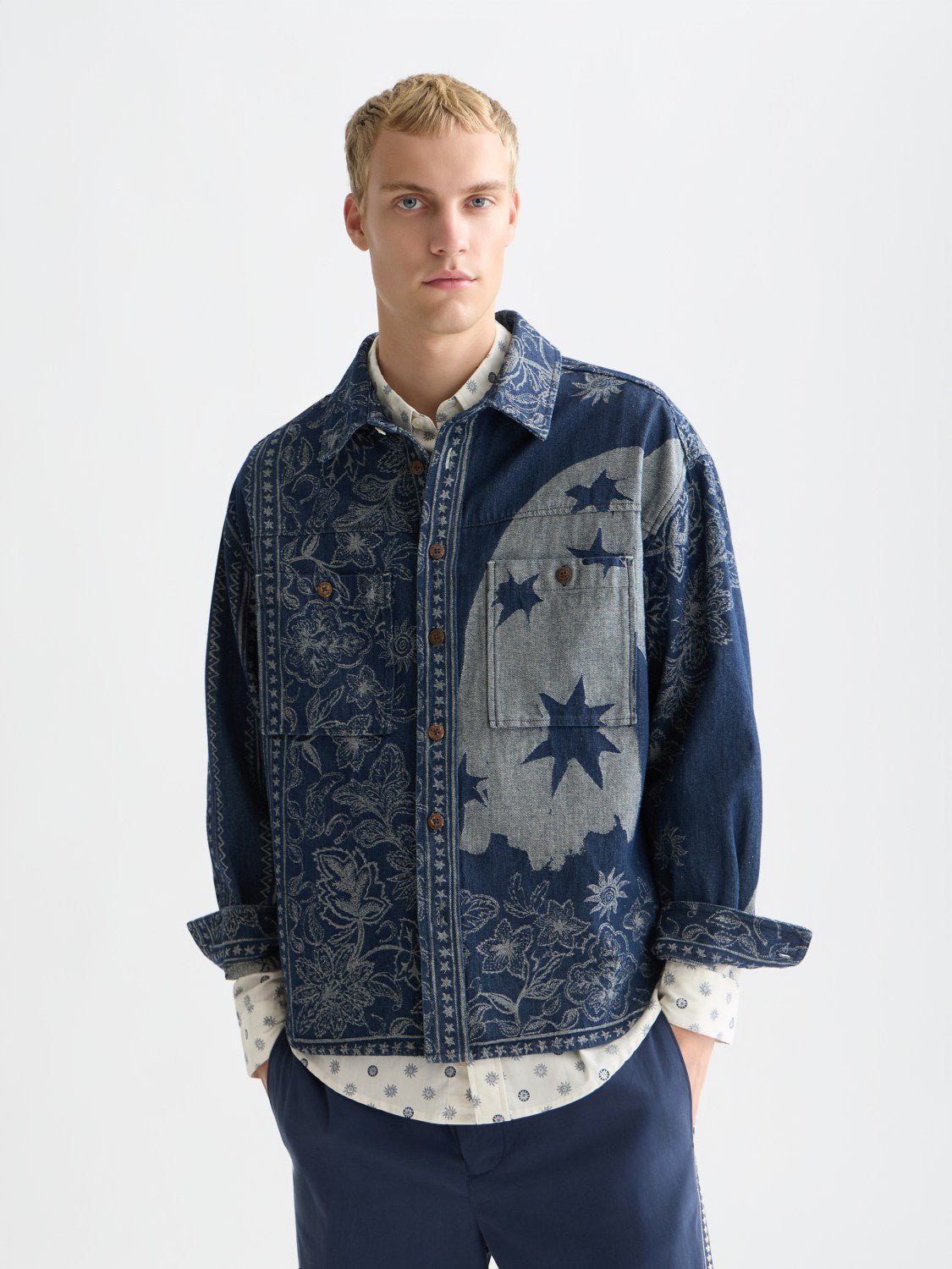 Denim Jacquard Overshirt - Scotch & Soda South Africa