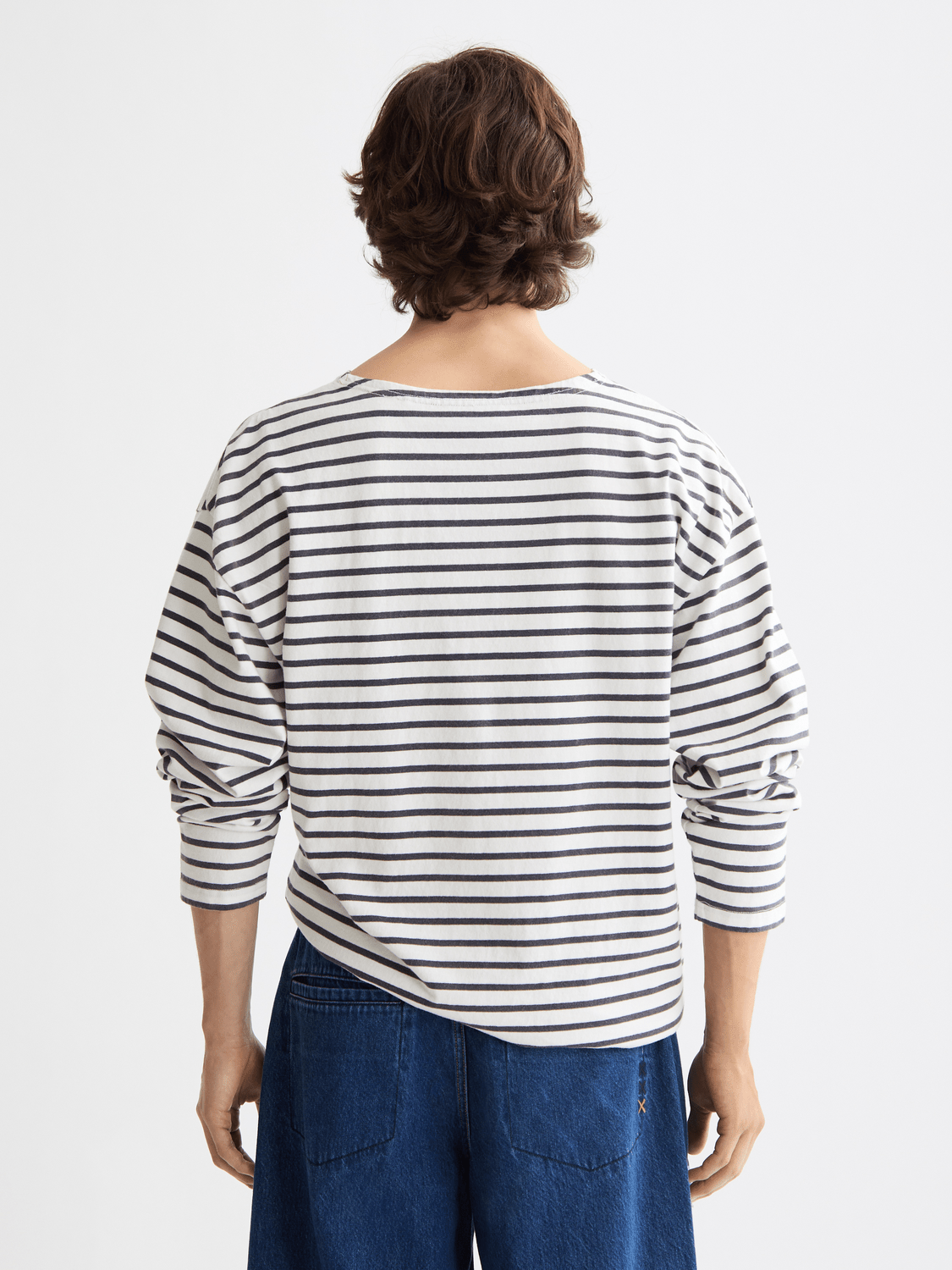 Denim Washed Long Sleeve Breton Tee - Scotch & Soda South Africa