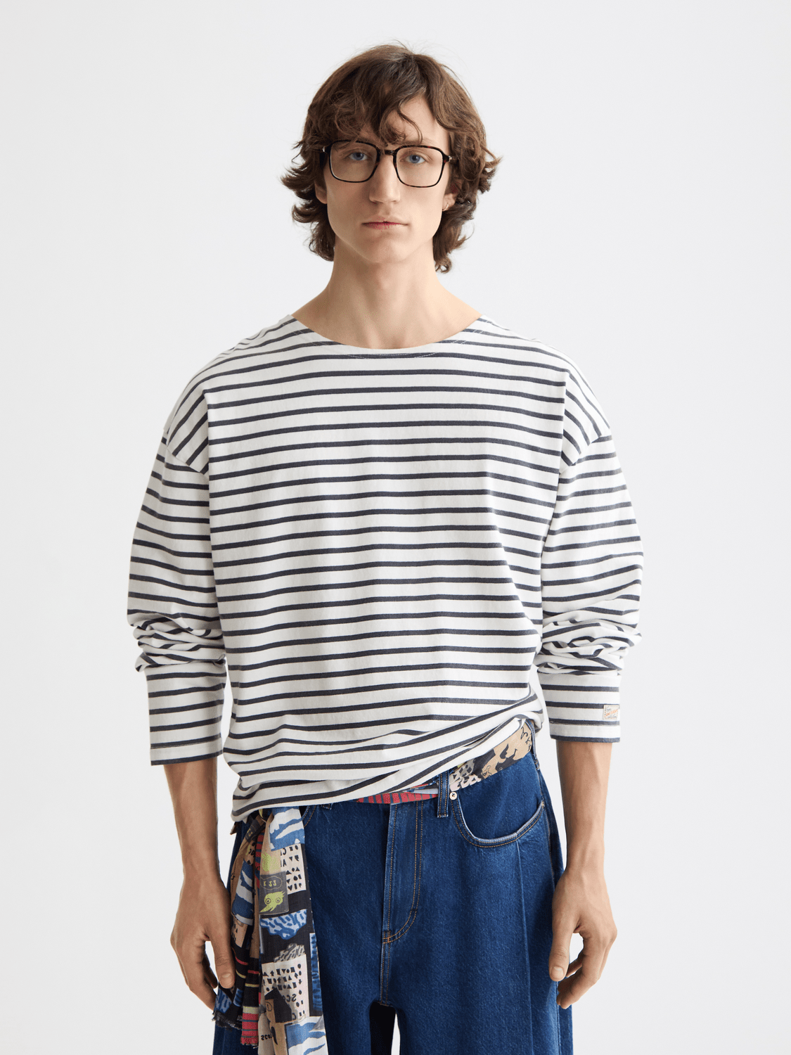 Denim Washed Long Sleeve Breton Tee - Scotch & Soda South Africa
