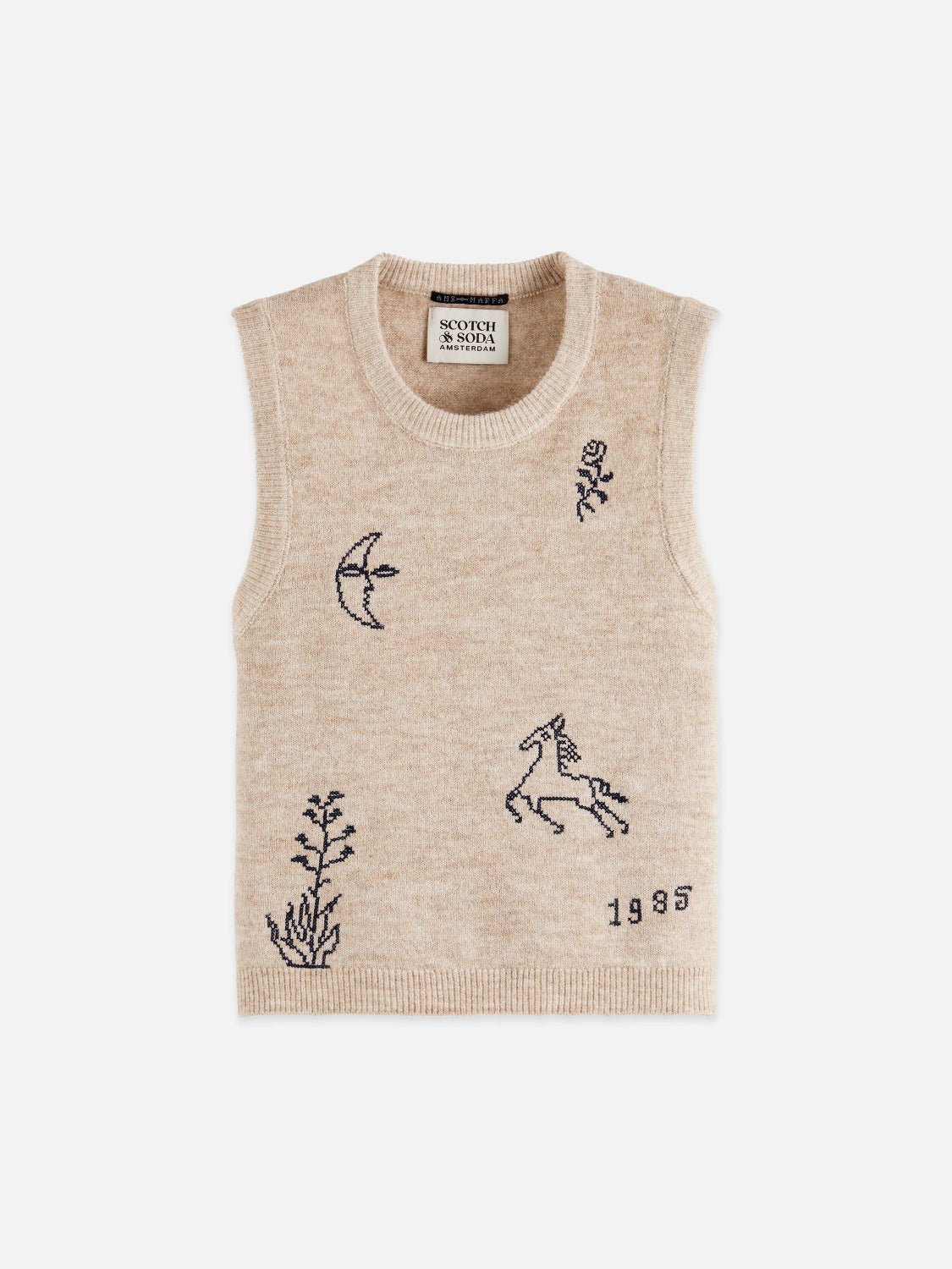 Embroidered Crew Neck Knitted Tank - Scotch & Soda South Africa