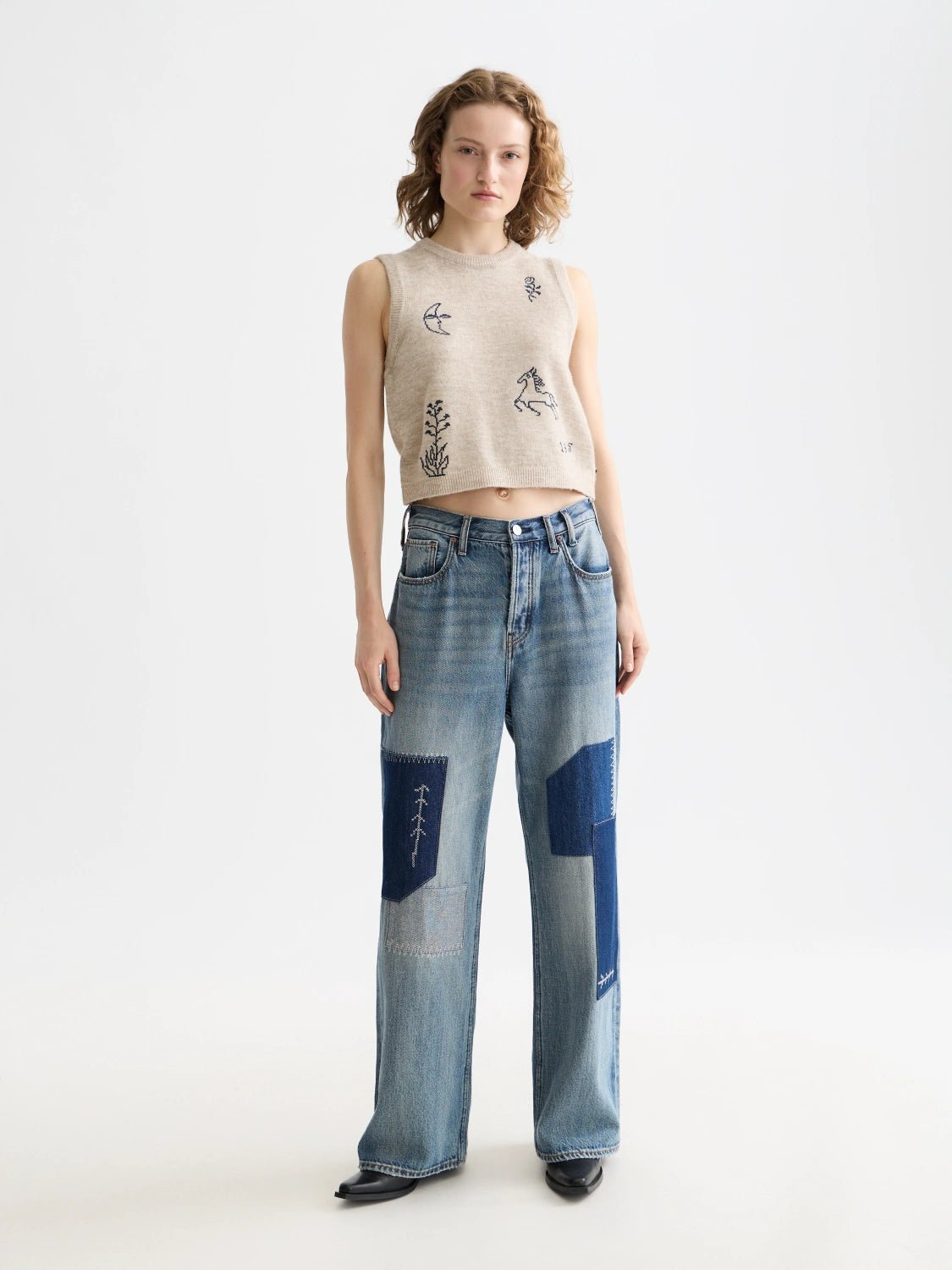 Embroidered Crew Neck Knitted Tank - Scotch & Soda South Africa