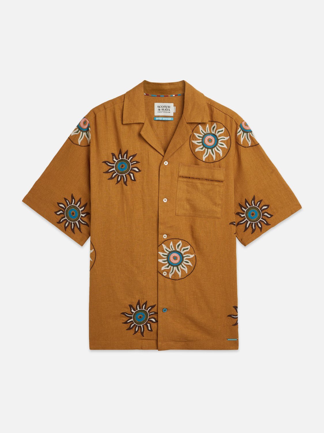 Embroidered Linen Relaxedfit Shortsleeved Shirt - Scotch & Soda South Africa