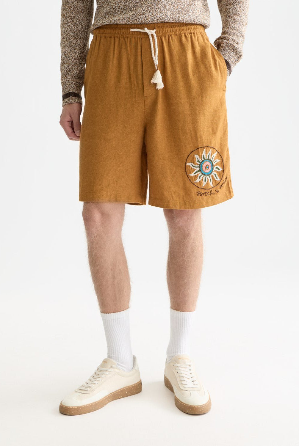 Embroidered Linenblend Widefit Bermuda Shorts - Scotch & Soda South Africa