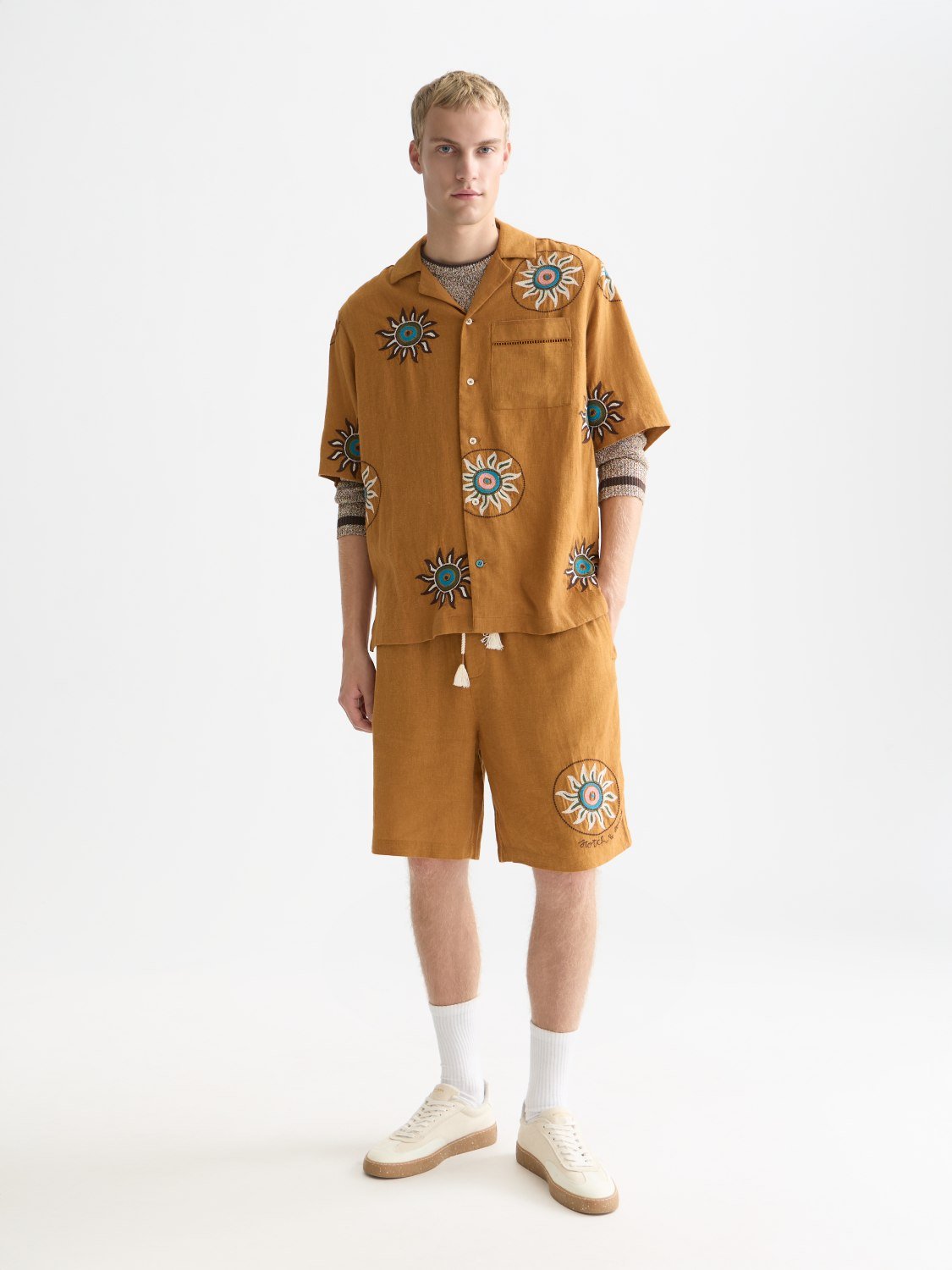 Embroidered Linenblend Widefit Bermuda Shorts - Scotch & Soda South Africa