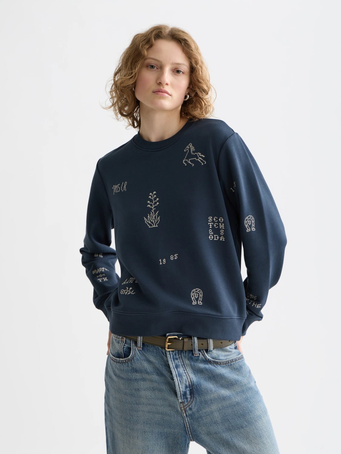 Embroidered Regular Fit Sweatshirt - Scotch & Soda South Africa