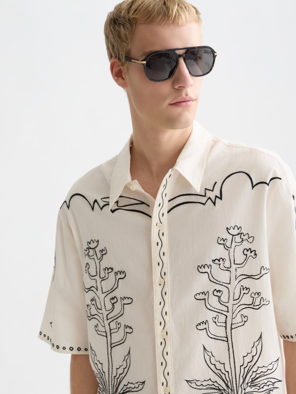 Embroidered Seersucker Relaxedfit Shortsleeved Shirt - Scotch & Soda South Africa