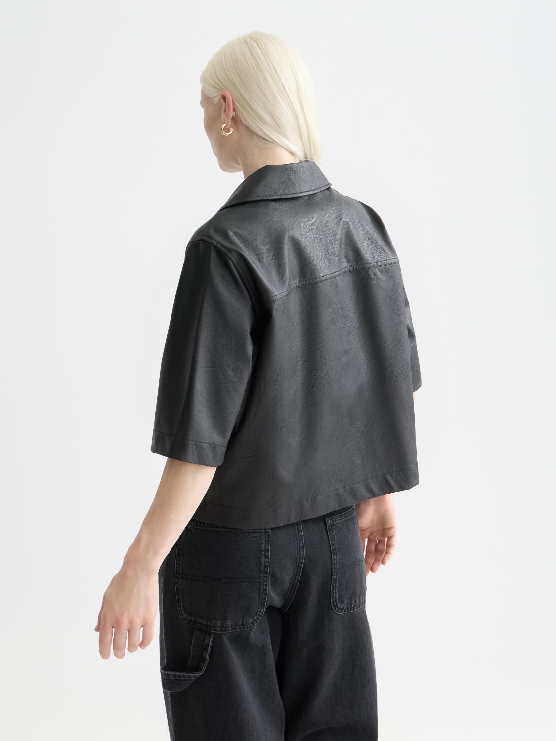 Faux Leather A-Line Sleeve Shirt - Scotch & Soda South Africa