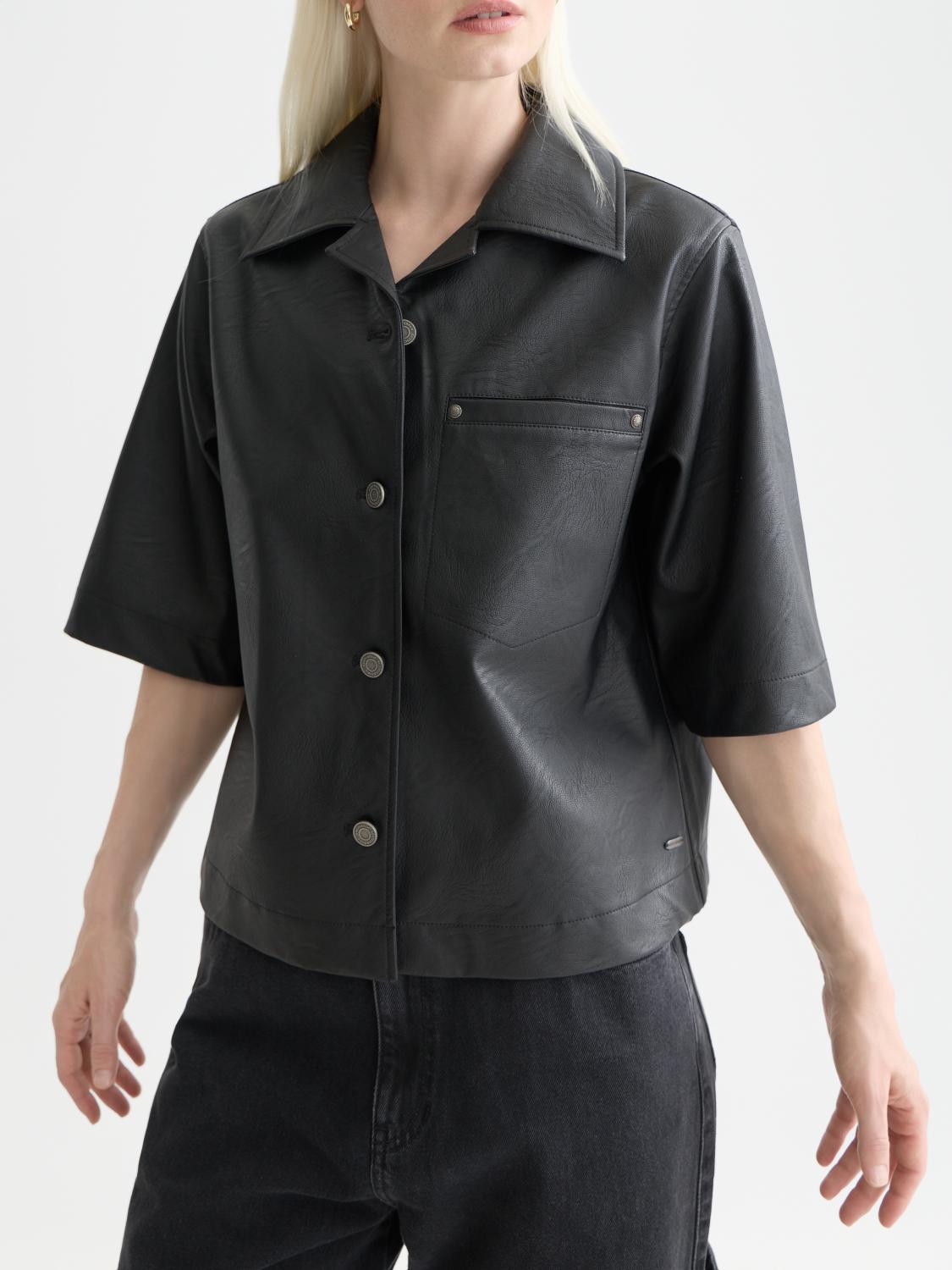 Faux Leather A-Line Sleeve Shirt - Scotch & Soda South Africa