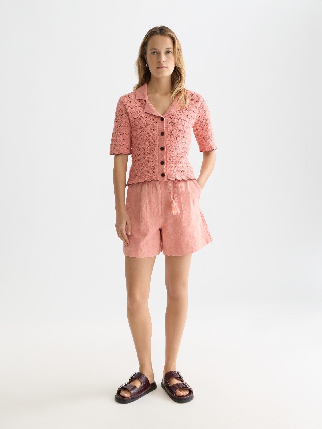 Jacquard Structured High Rise Shorts - Scotch & Soda South Africa