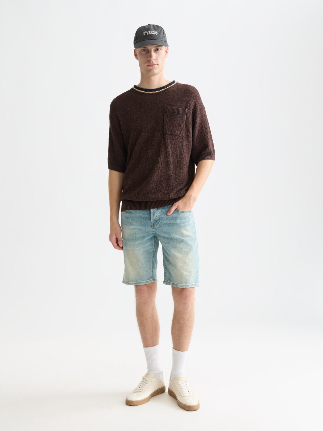 Knitted Cotton Linenblend Relaxedfit Tshirt - Scotch & Soda South Africa