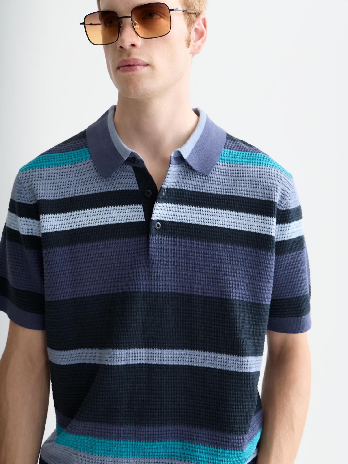 Knitted Striped Regular-Fit Polo - Scotch & Soda South Africa