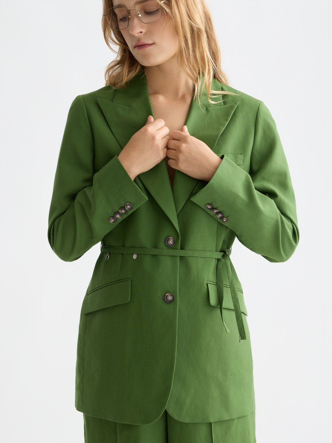 Linen Blend Blazer With Charm Belt - Scotch & Soda South Africa