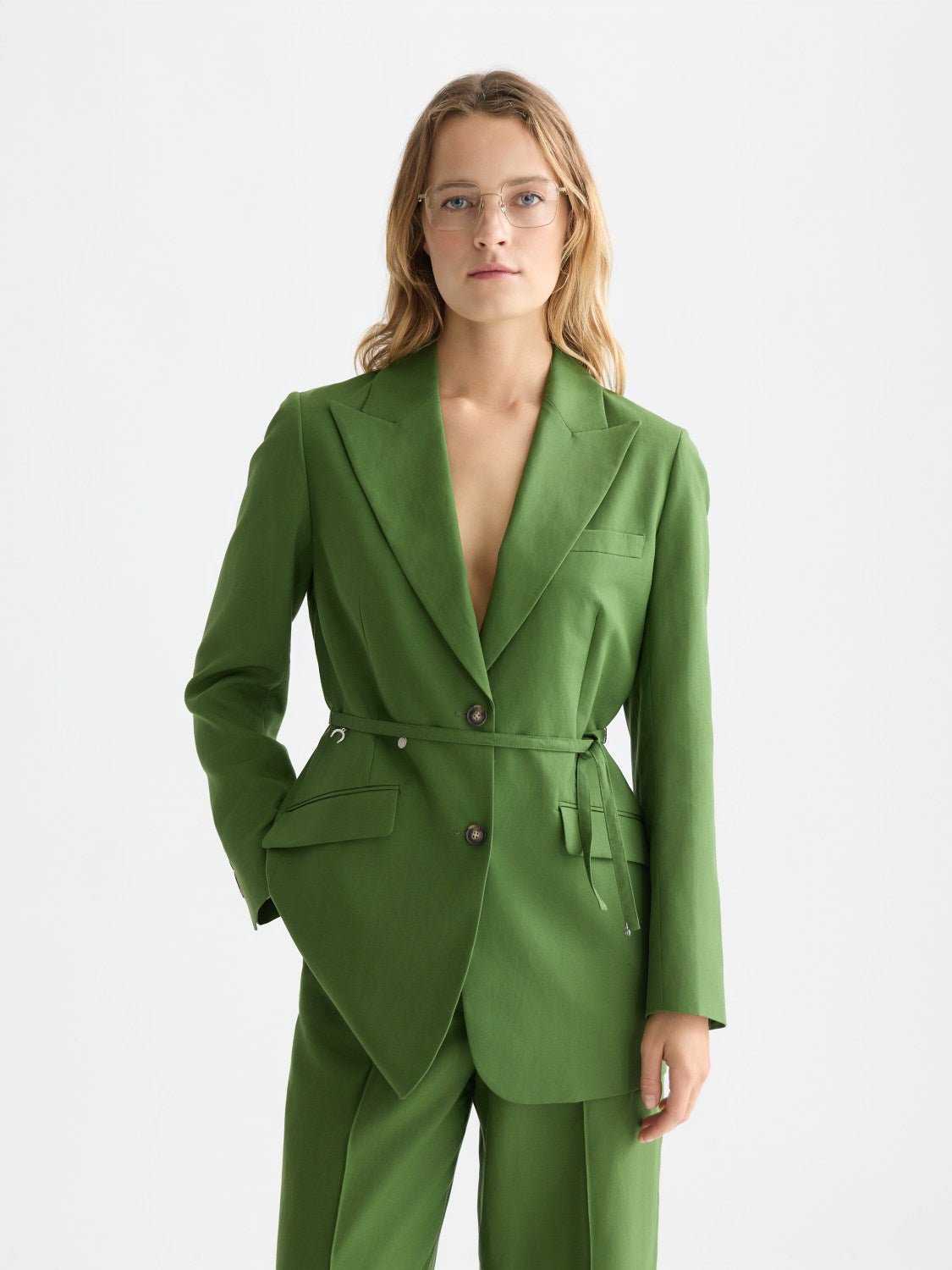 Linen Blend Blazer With Charm Belt - Scotch & Soda South Africa