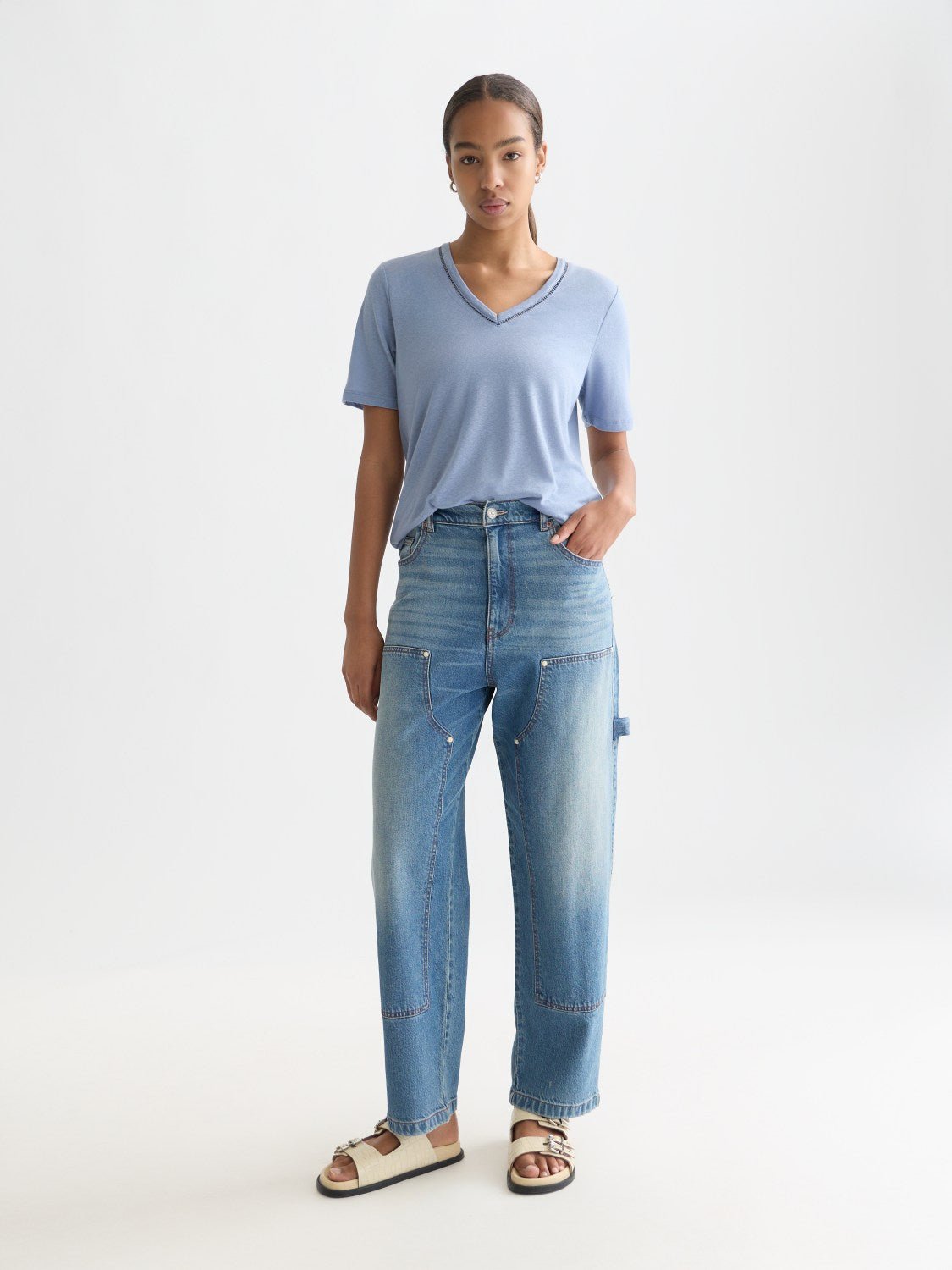 Linen V-Neck T-Shirt - Scotch & Soda South Africa
