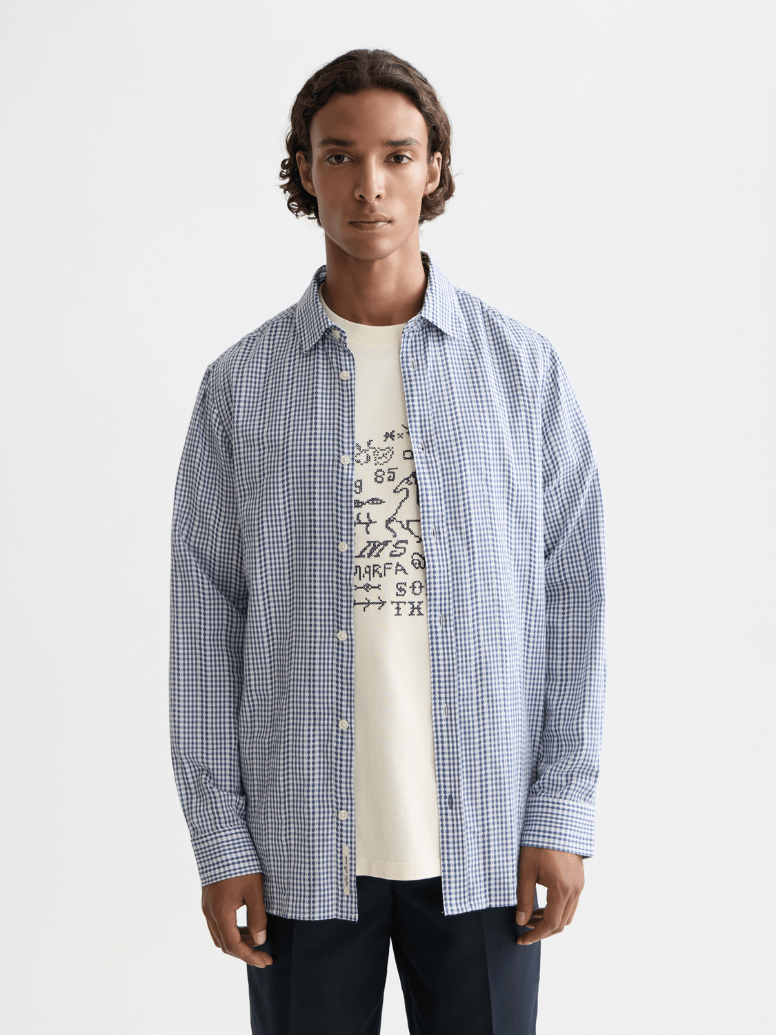 Microcheck Cotton Poplin Shirt - Scotch & Soda South Africa