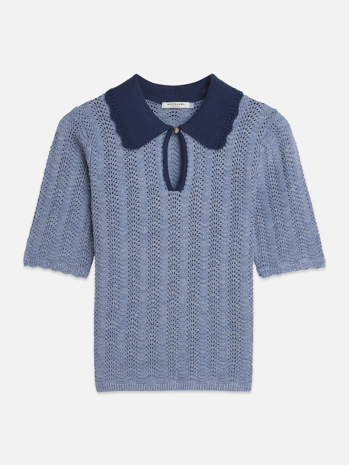 Pointelle Collared Knitted Tee - Scotch & Soda South Africa