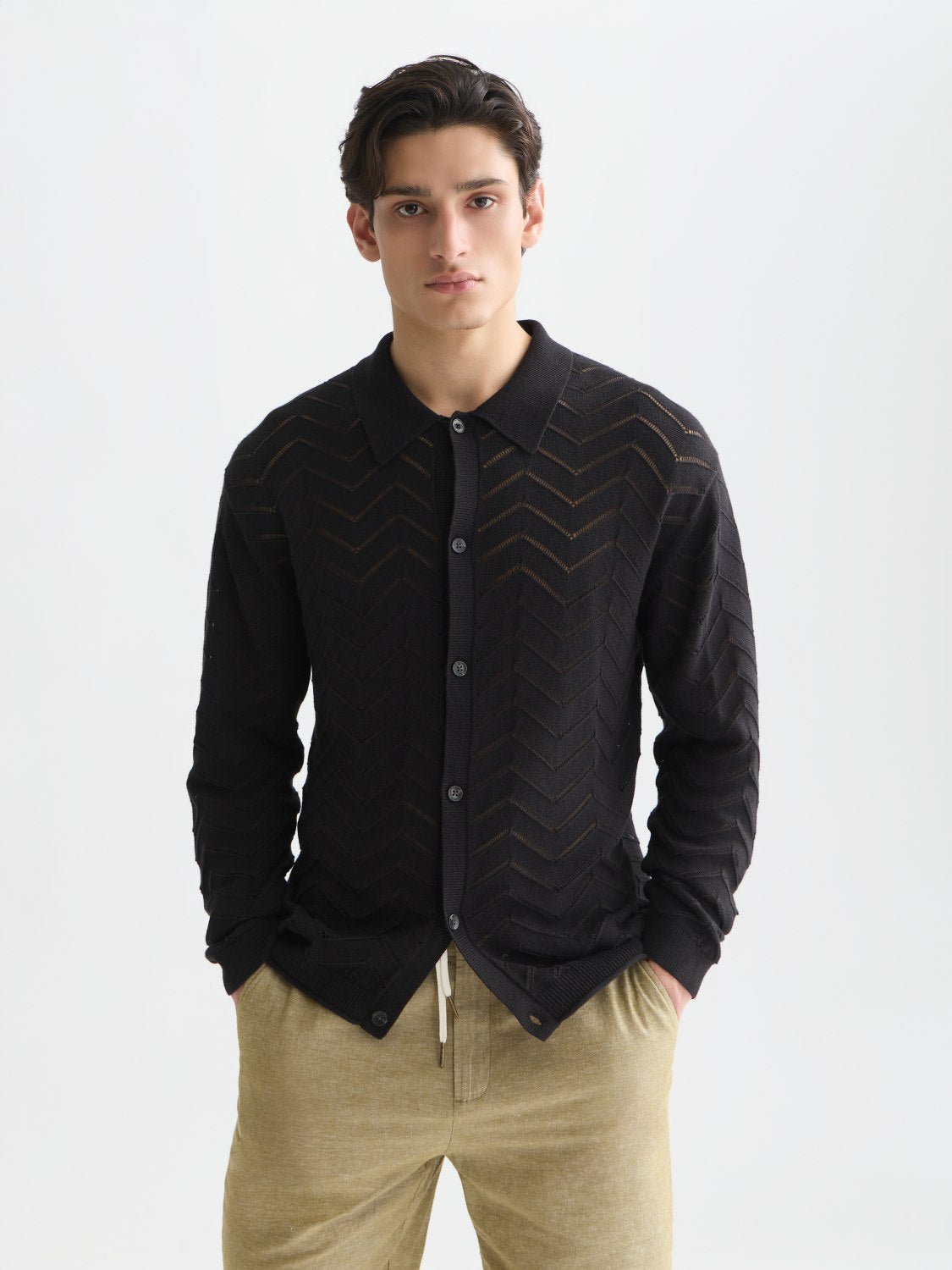 Pointelle Dropped Shoulder Cardigan - Scotch & Soda South Africa