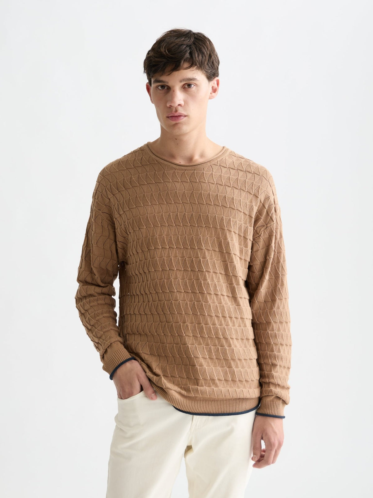 Pointelle Dropped Shoulder Pullover - Scotch & Soda South Africa