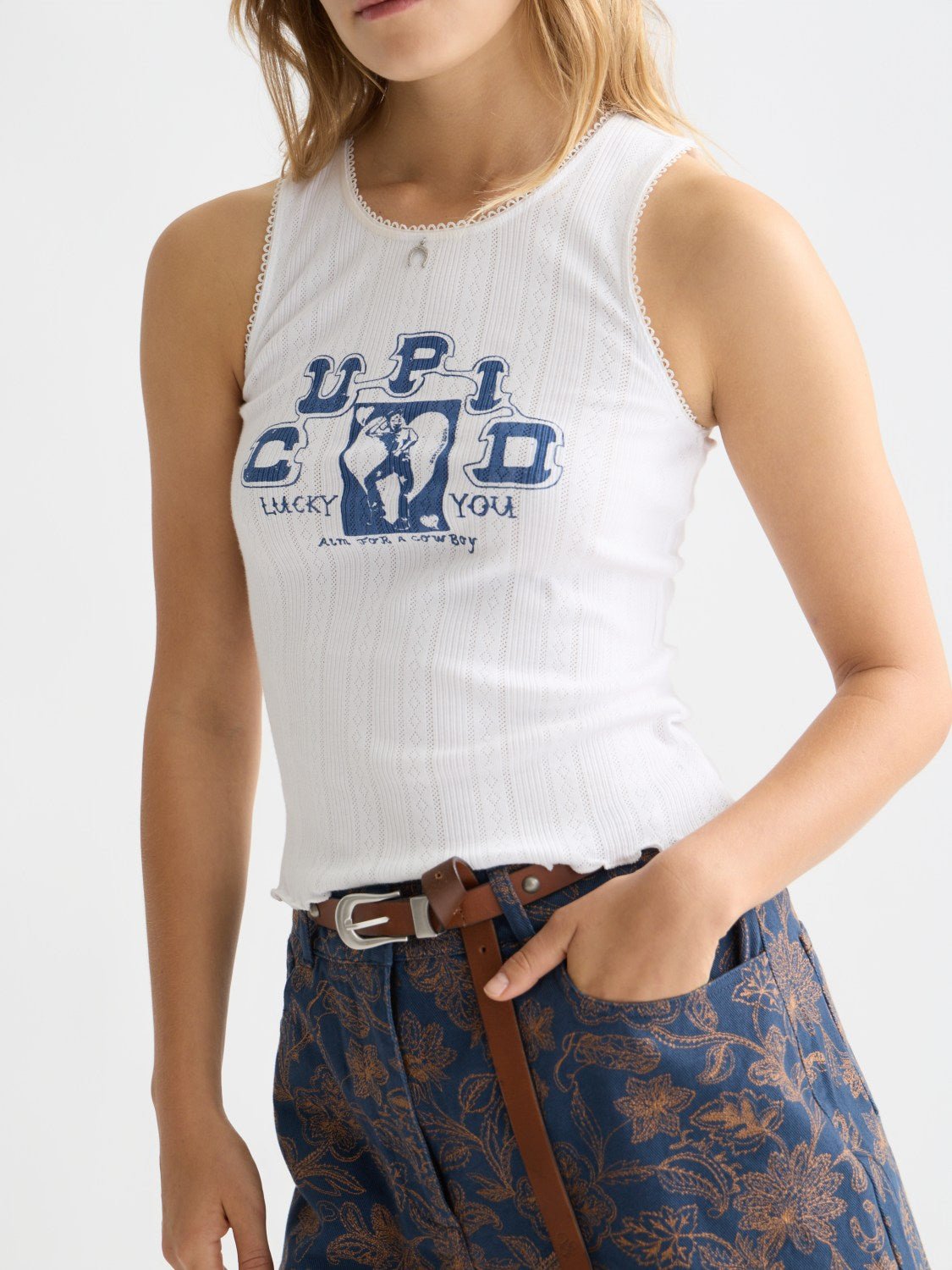 Pointelle Jersey Artwork Tank - Scotch & Soda South Africa