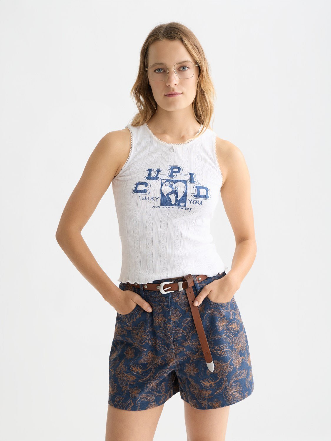 Pointelle Jersey Artwork Tank - Scotch & Soda South Africa