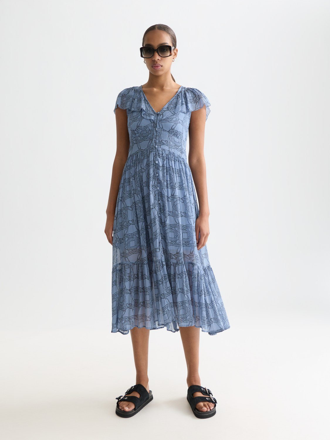 Printed Chiffon Midi Day Dress - Scotch & Soda South Africa