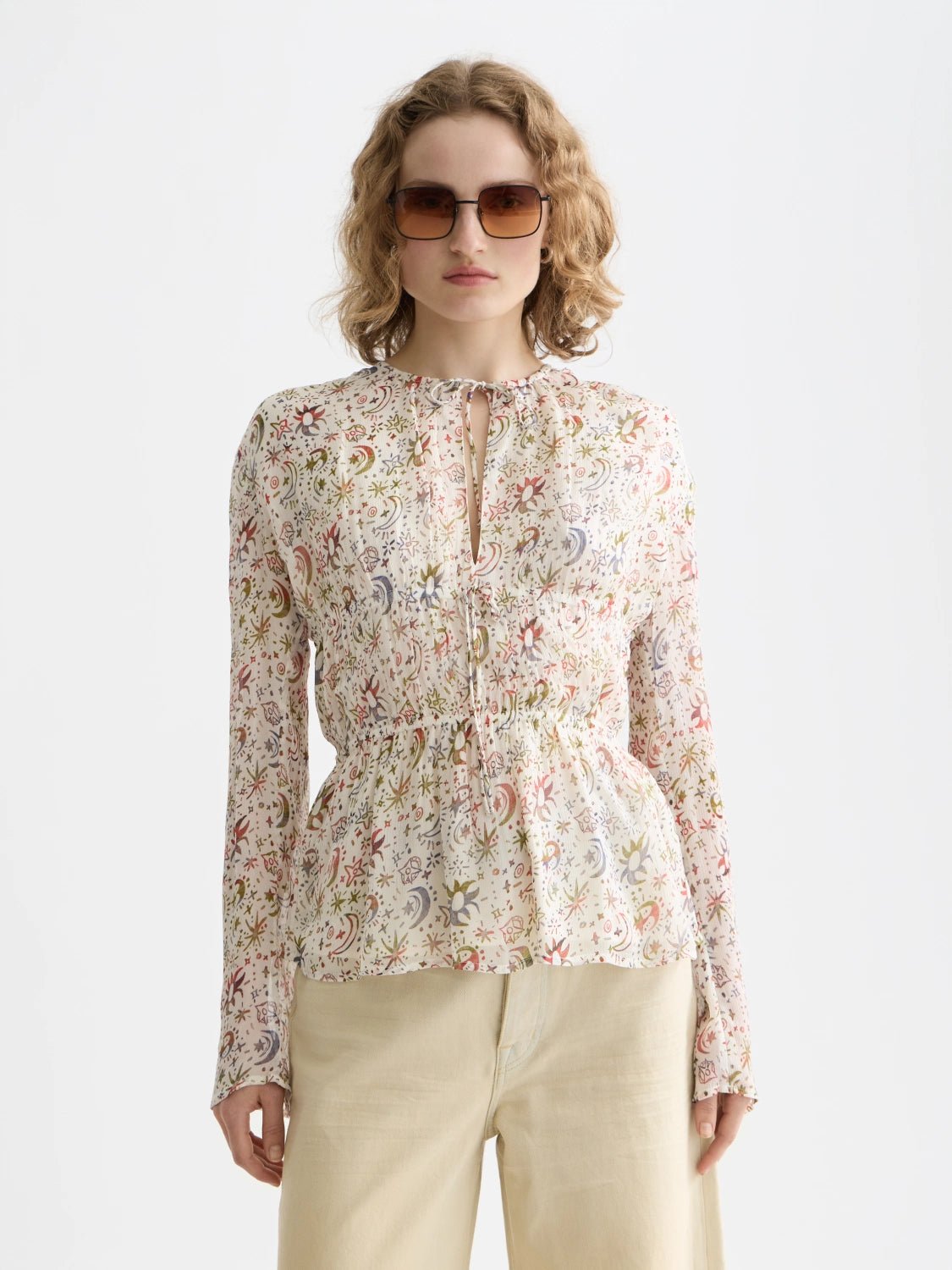 Printed Top With Tied Front - Scotch & Soda South Africa