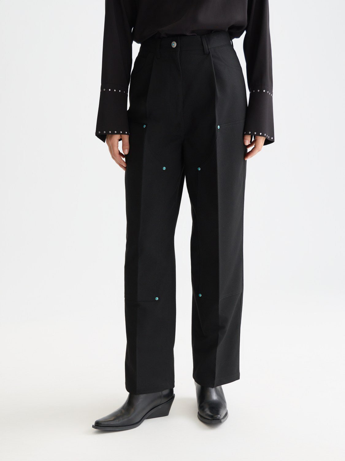 Raine - Studded High Rise Wide Leg Pants - Scotch & Soda South Africa