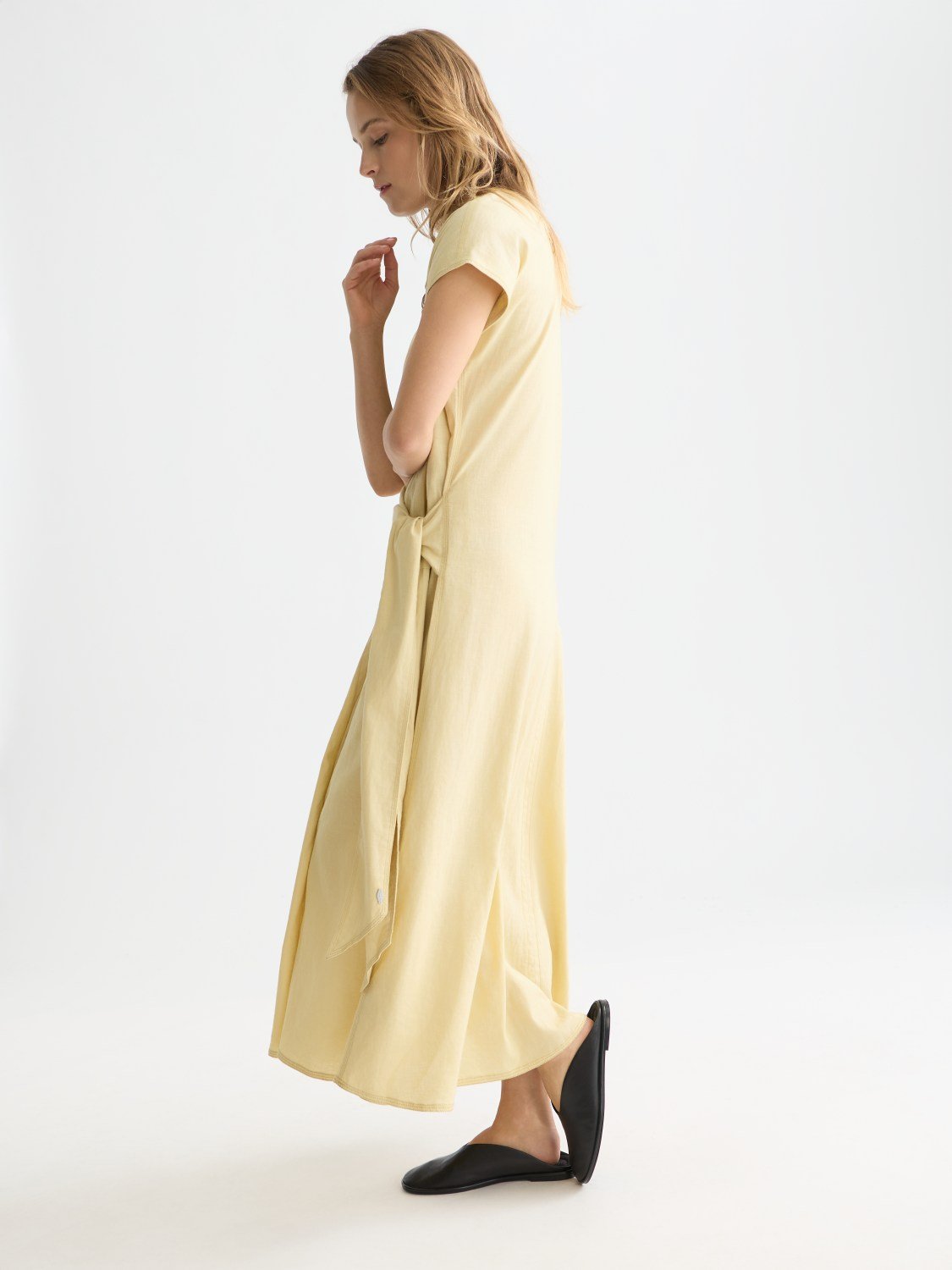 Relaxed Linen Blend Ankle Length Tie Dress - Scotch & Soda South Africa