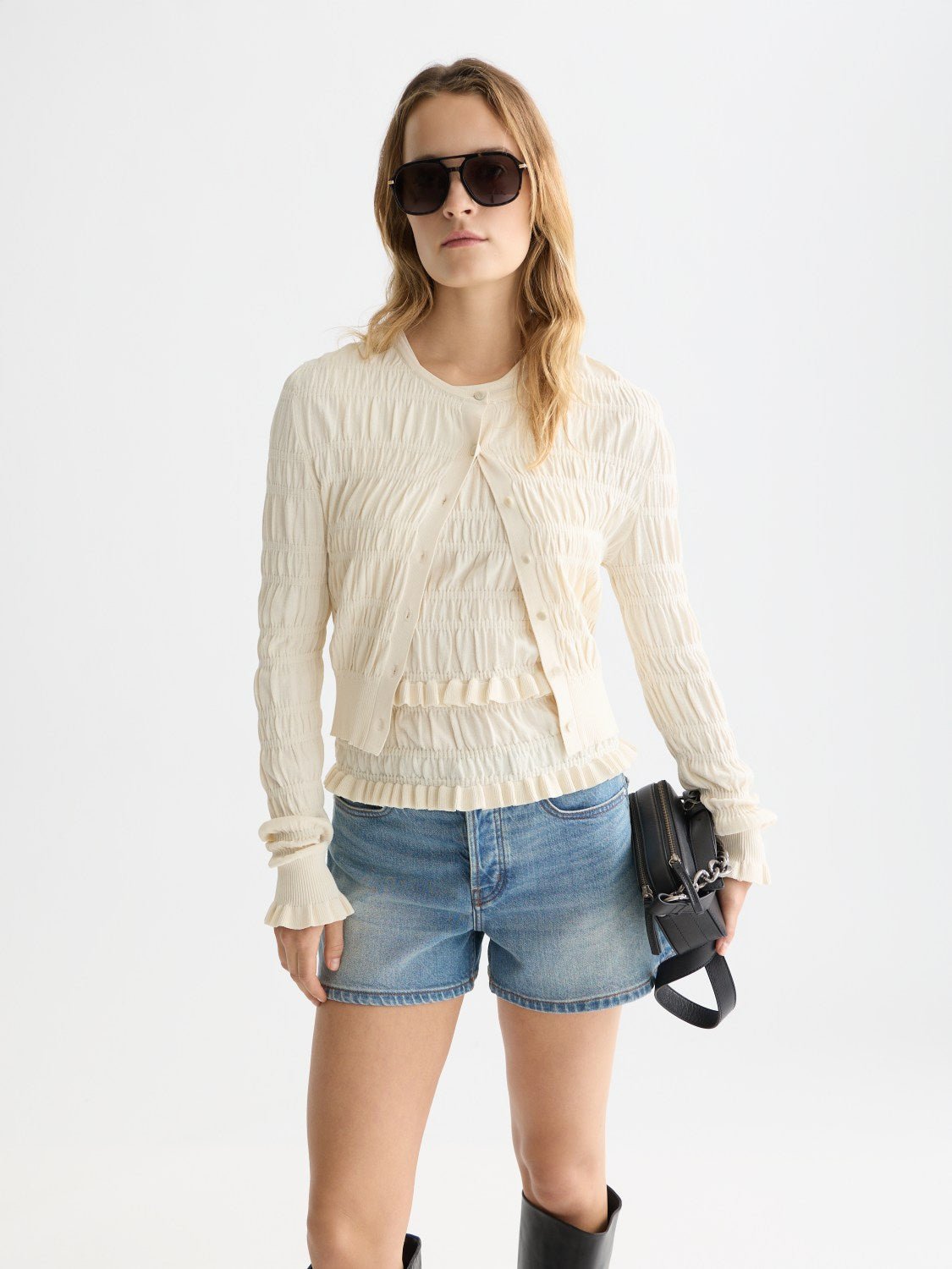 Smock Stitch Crew Neck Cardigan - Scotch & Soda South Africa