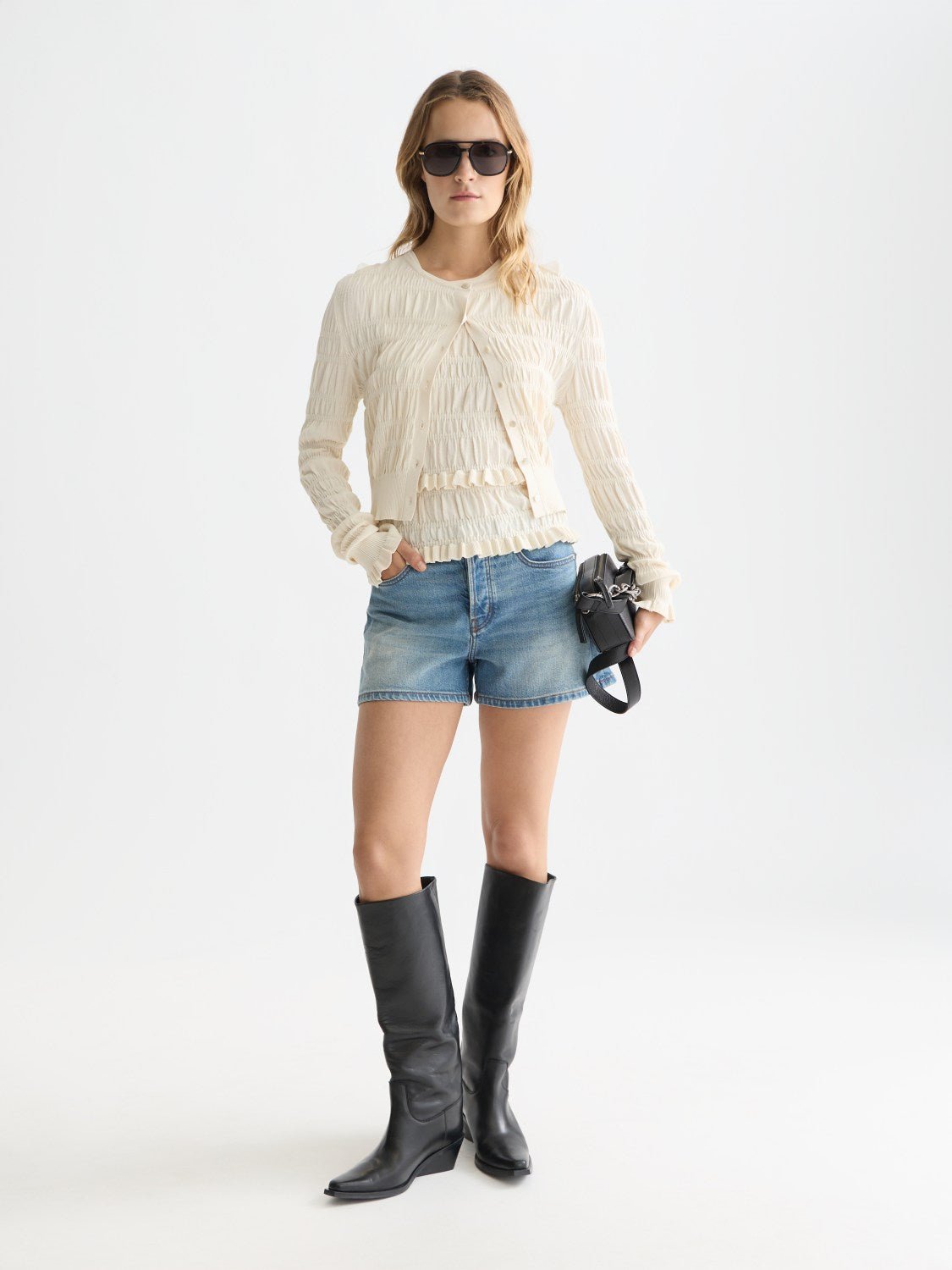 Smock Stitch Crew Neck Cardigan - Scotch & Soda South Africa