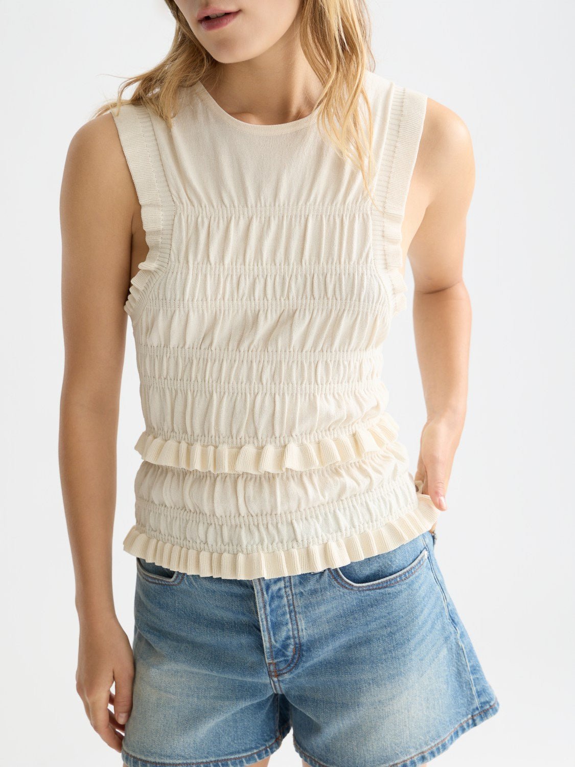 Smock Stitch Knitted Tank - Scotch & Soda South Africa