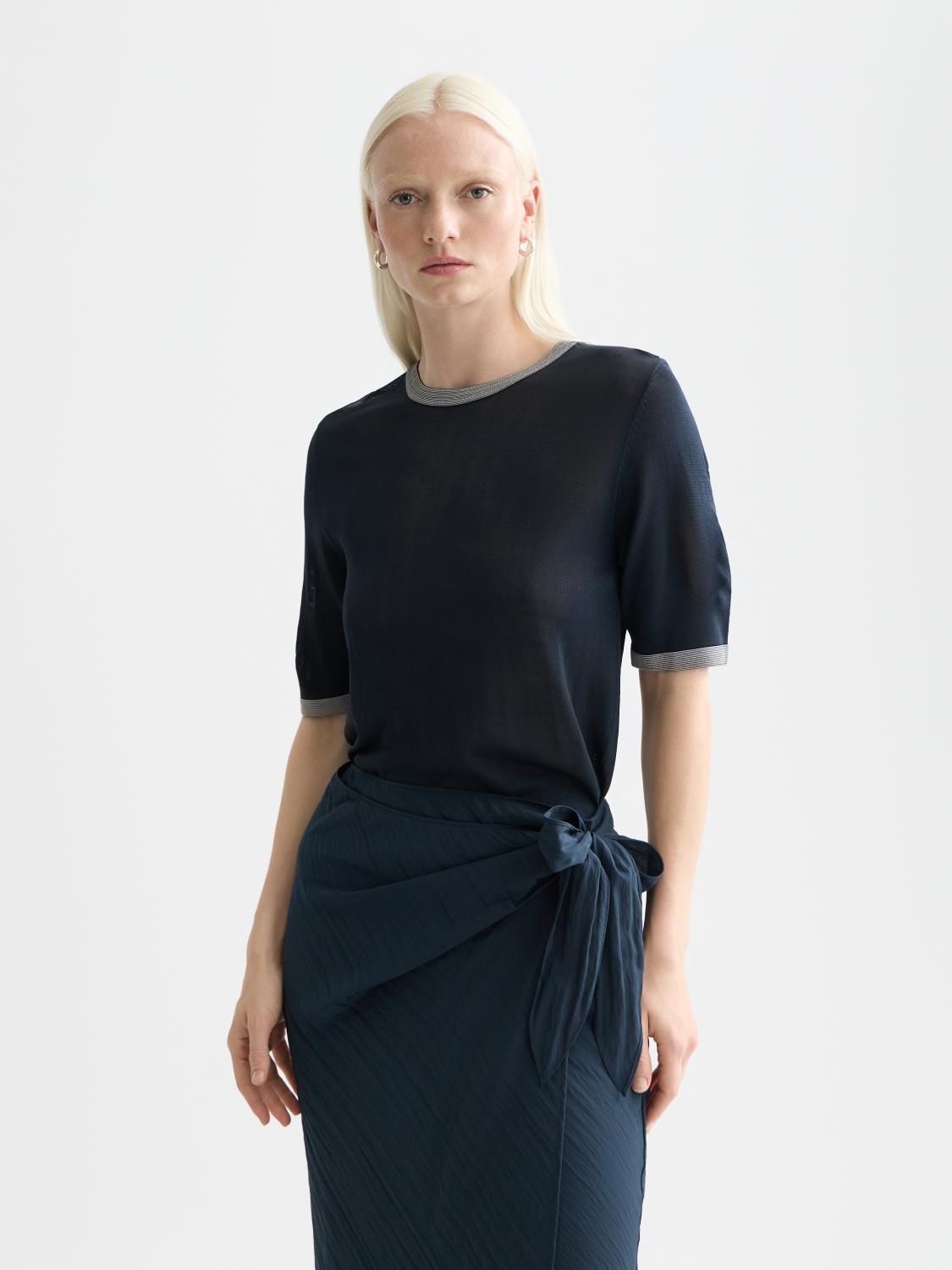 Stripe Trim Short Sleeve Pullover - Scotch & Soda South Africa