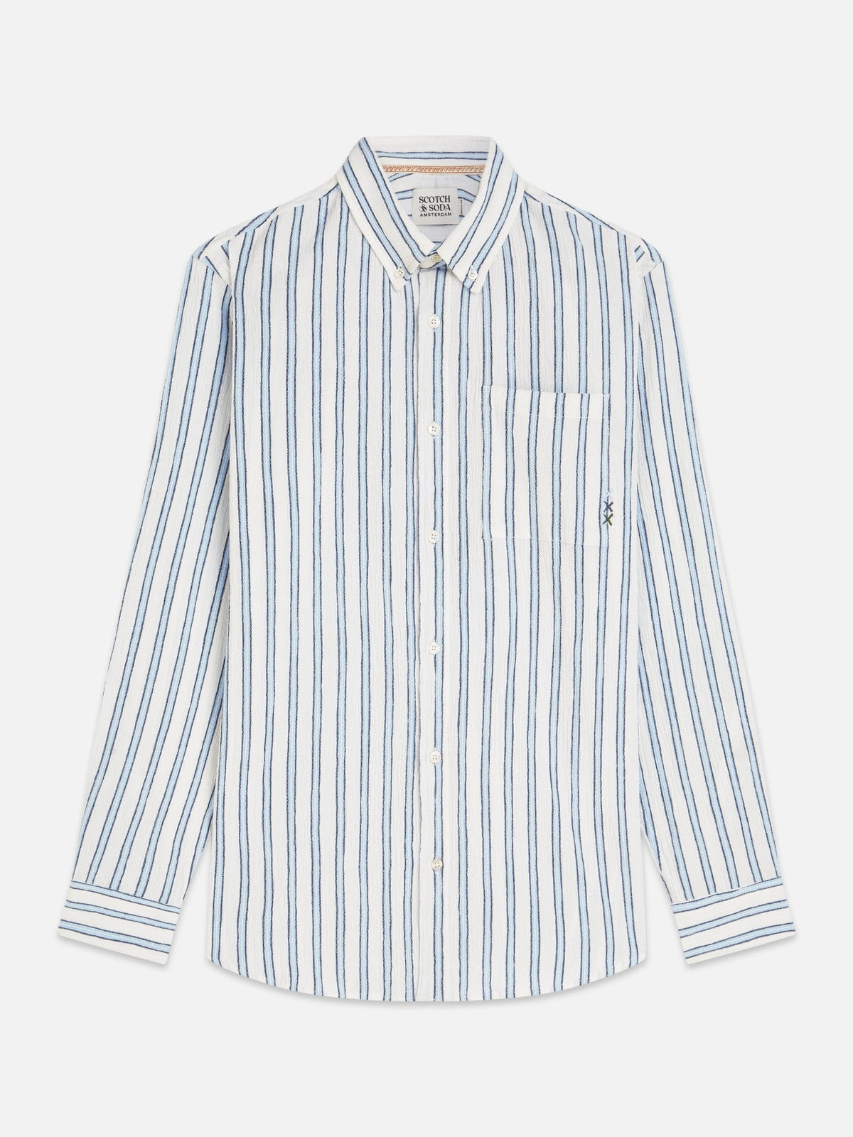 Striped Crinkle Structure Regular-Fit Shirt - Scotch & Soda South Africa