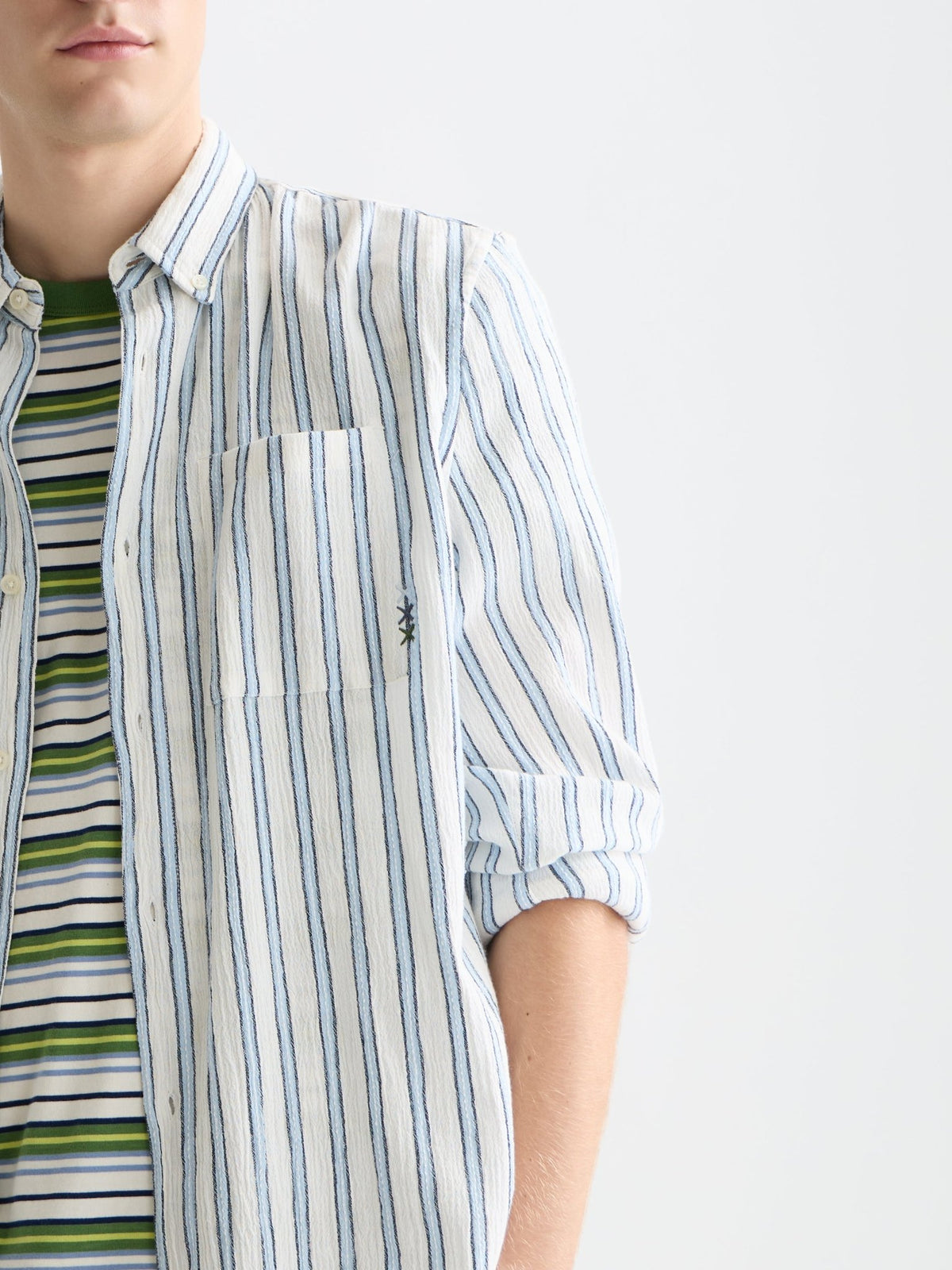 Striped Crinkle Structure Regular-Fit Shirt - Scotch & Soda South Africa