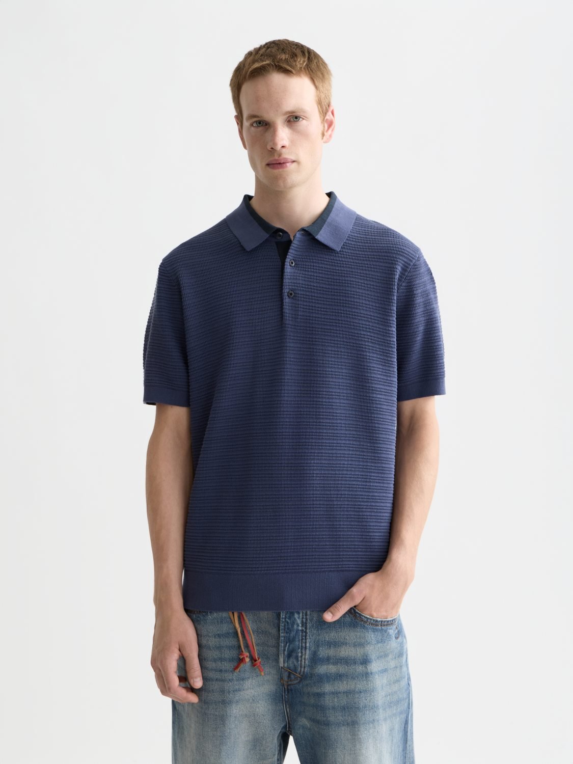 Structured Knitted Regular-Fit Polo - Scotch & Soda South Africa