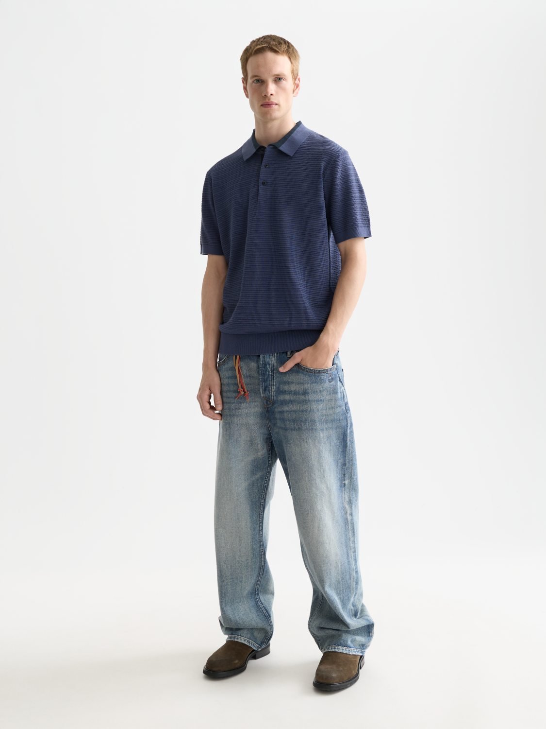 Structured Knitted Regular-Fit Polo - Scotch & Soda South Africa