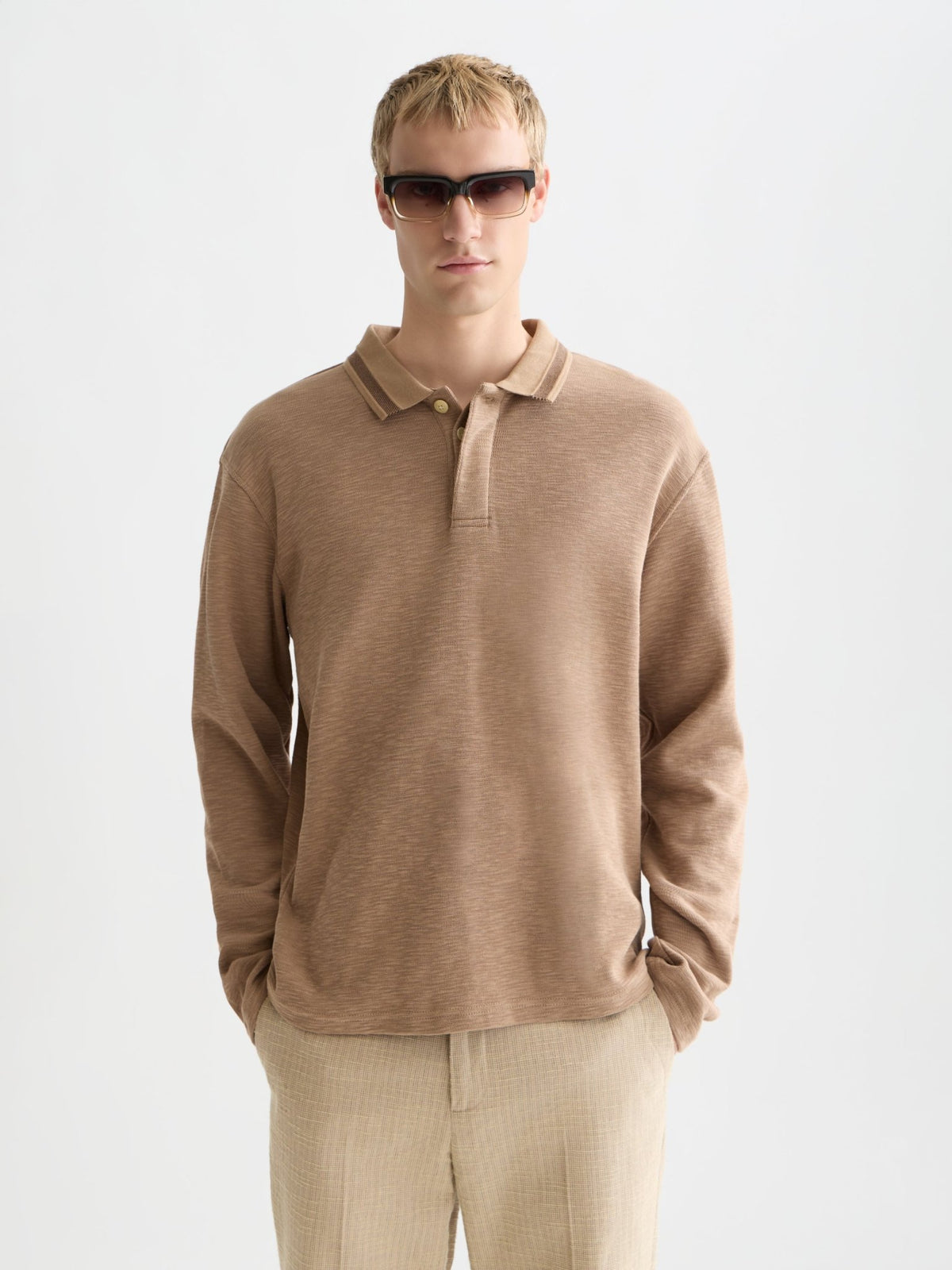 Structured Relaxed-Fit Long-Sleeved Polo - Scotch & Soda South Africa