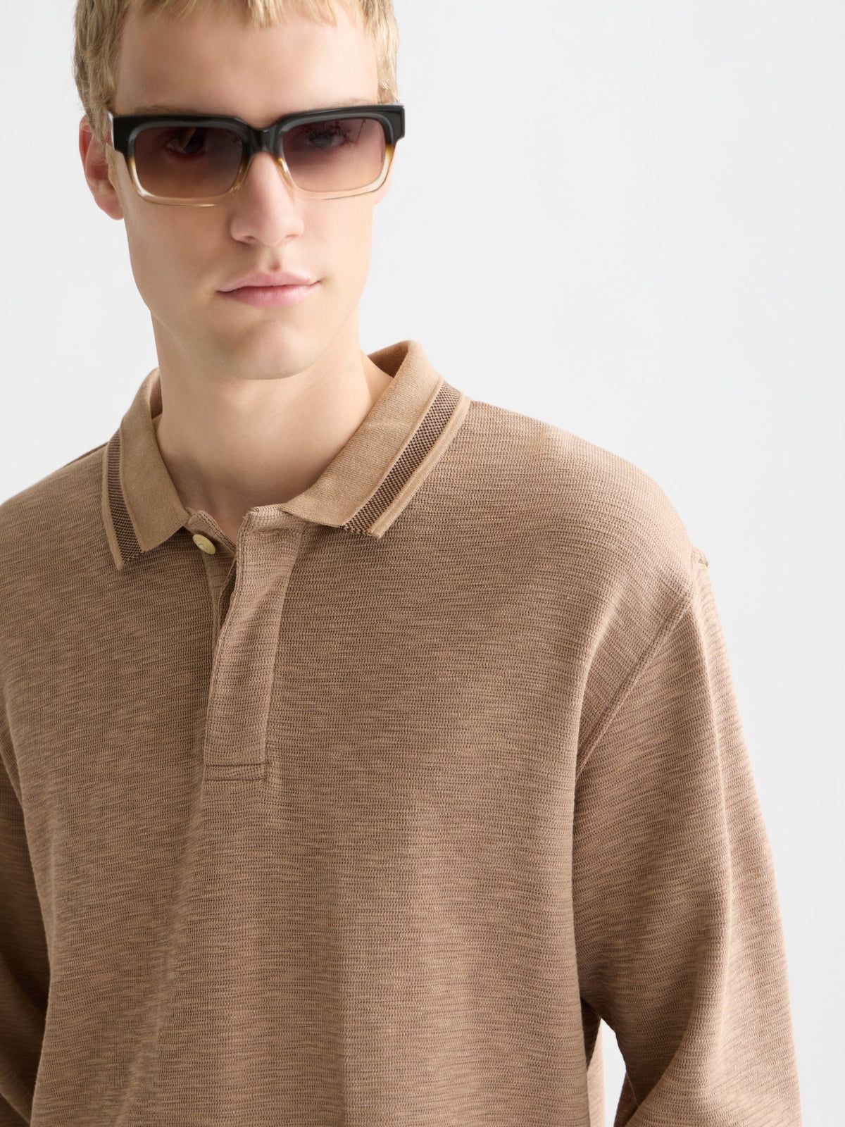 Structured Relaxed-Fit Long-Sleeved Polo - Scotch & Soda South Africa