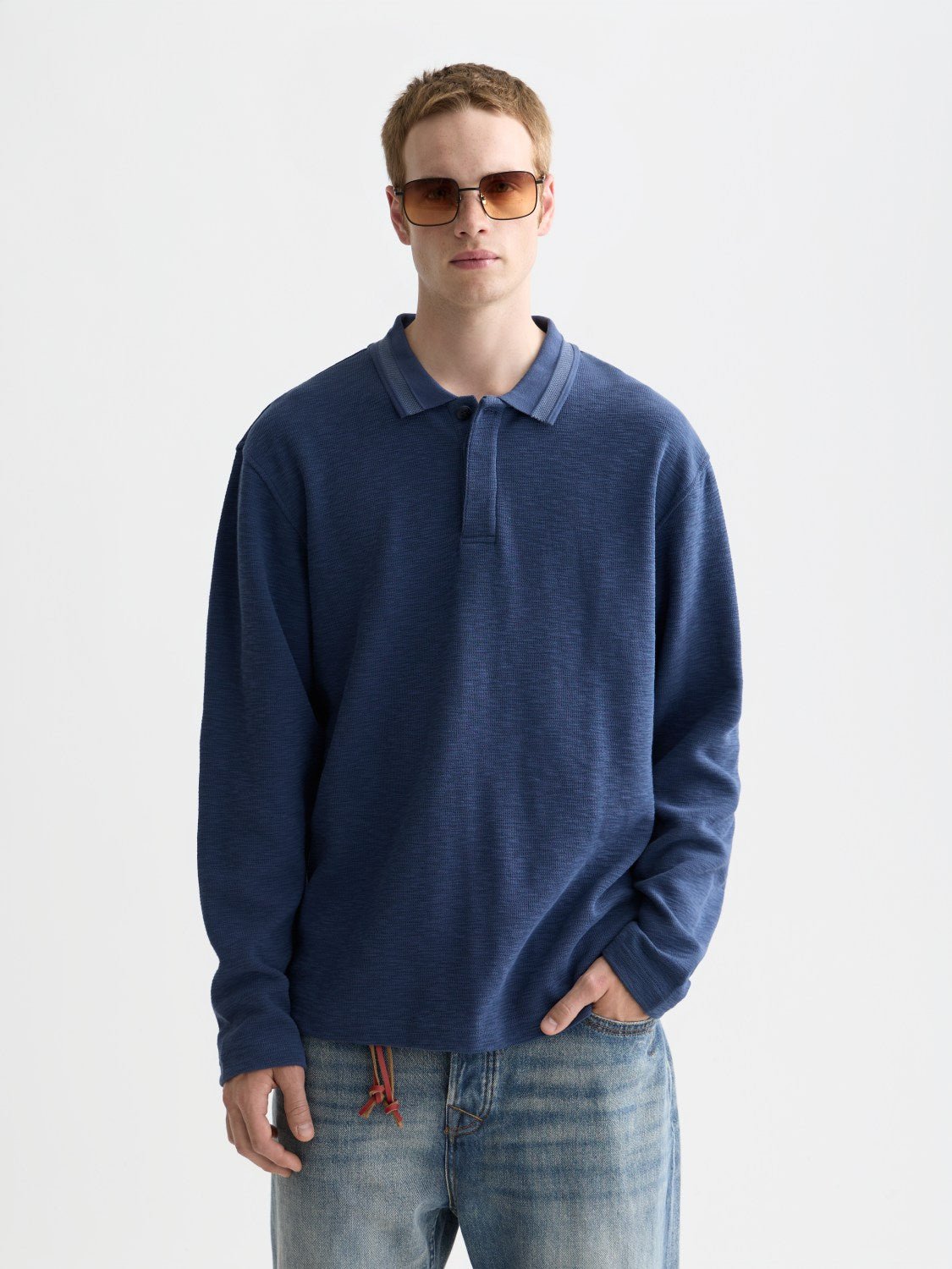 Structured Relaxed-Fit Long-Sleeved Polo - Scotch & Soda South Africa