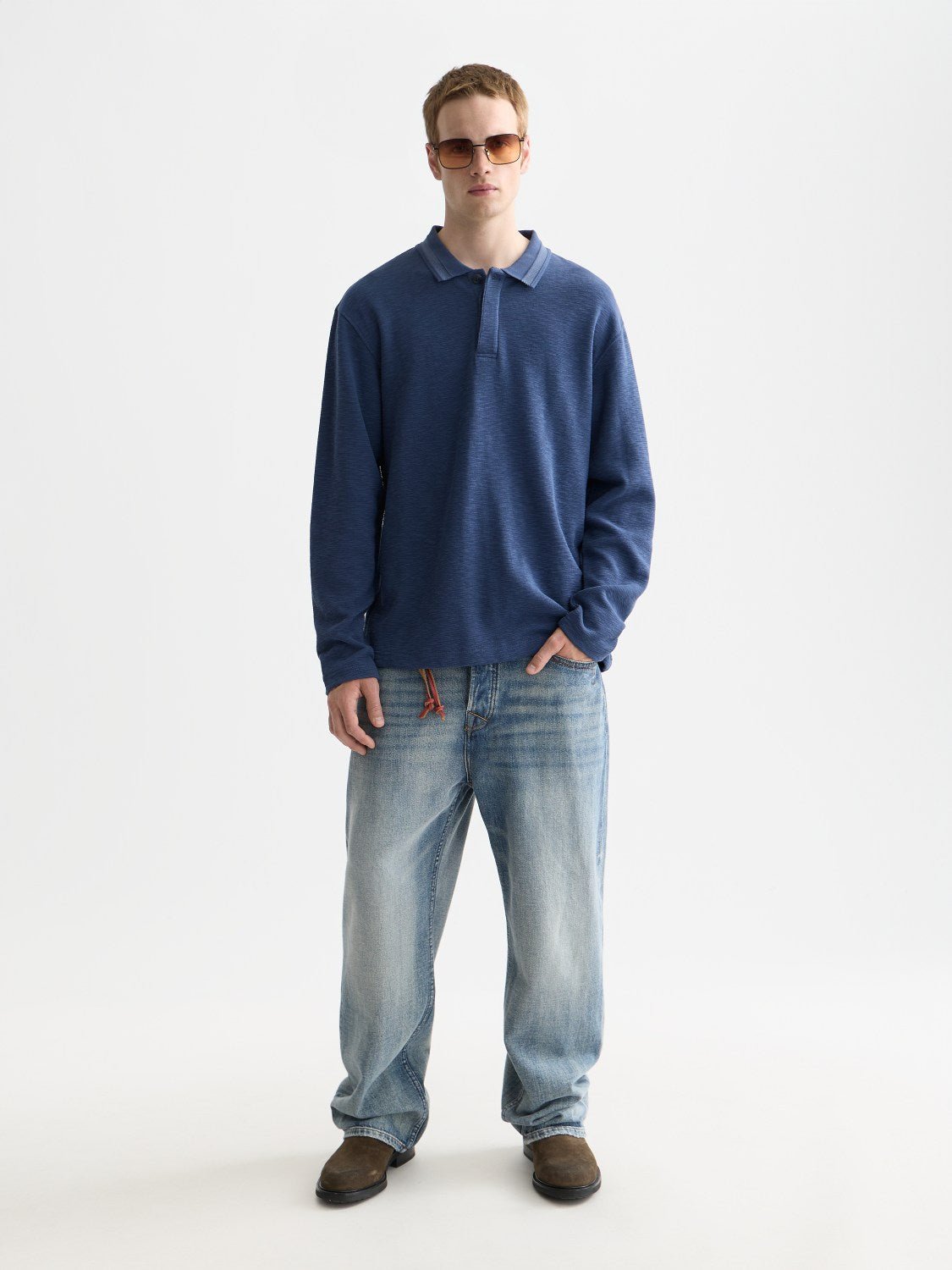 Structured Relaxed-Fit Long-Sleeved Polo - Scotch & Soda South Africa