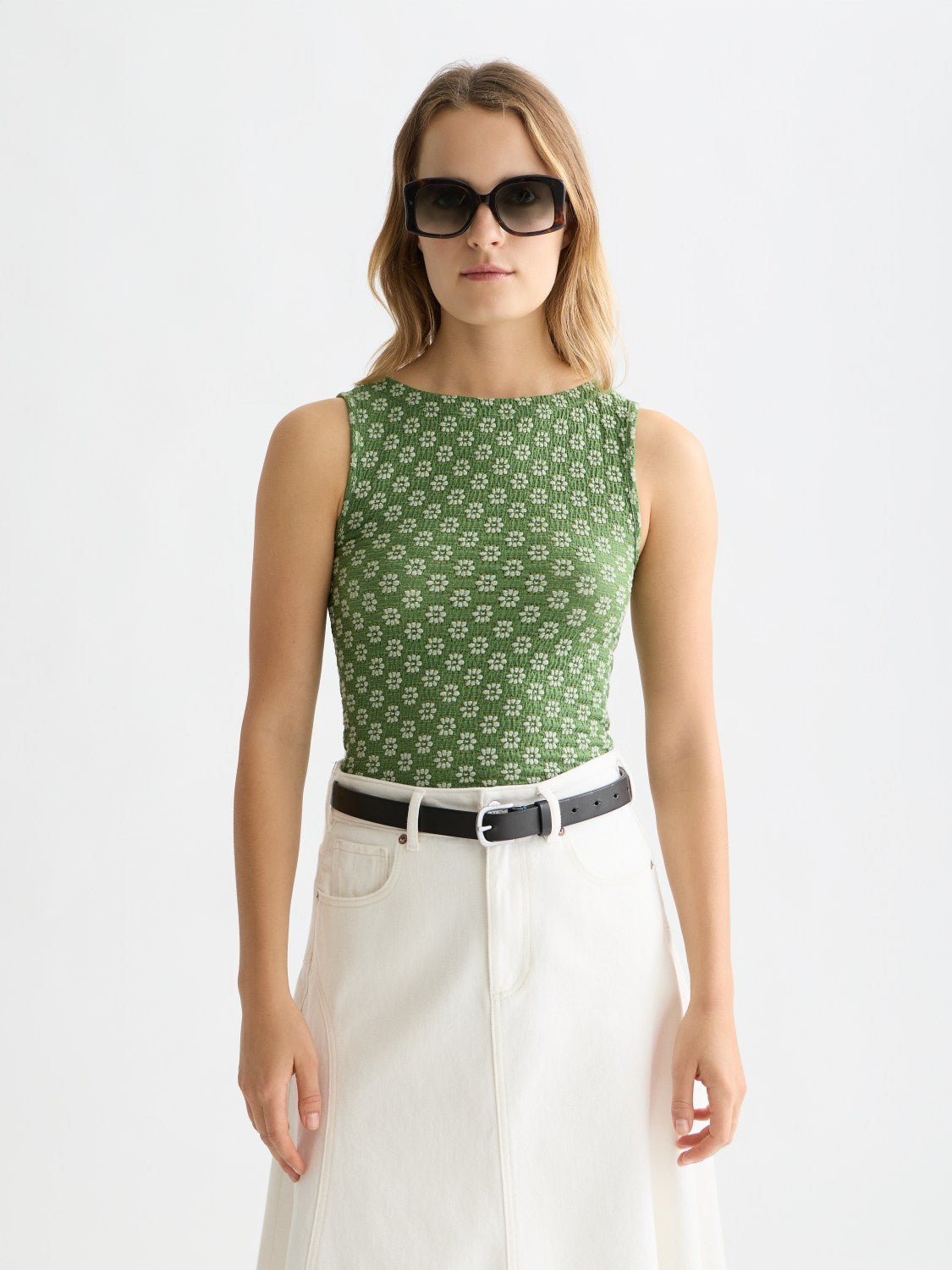 Structured Slash Neck Tank - Scotch & Soda South Africa
