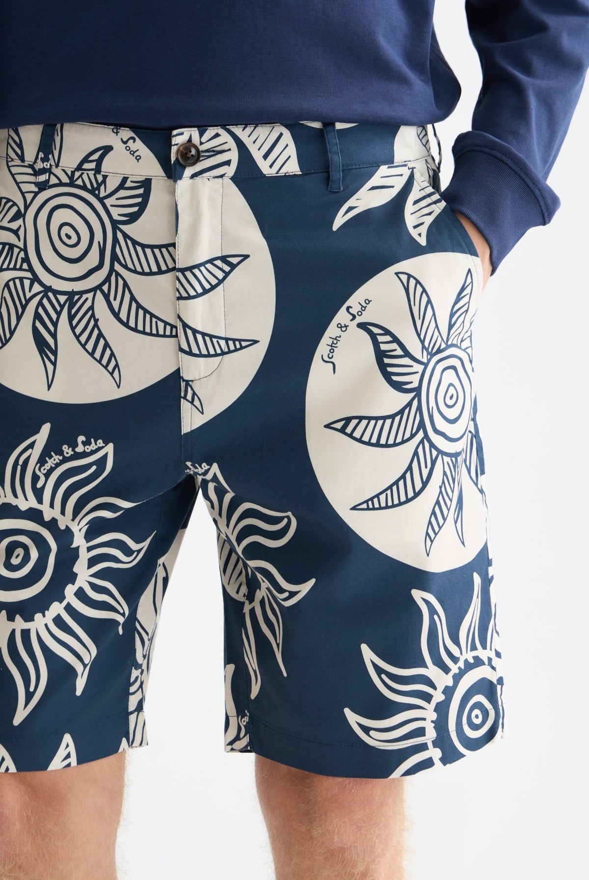 Stuart Printed Stretch Cotton Chino Shorts - Scotch & Soda South Africa