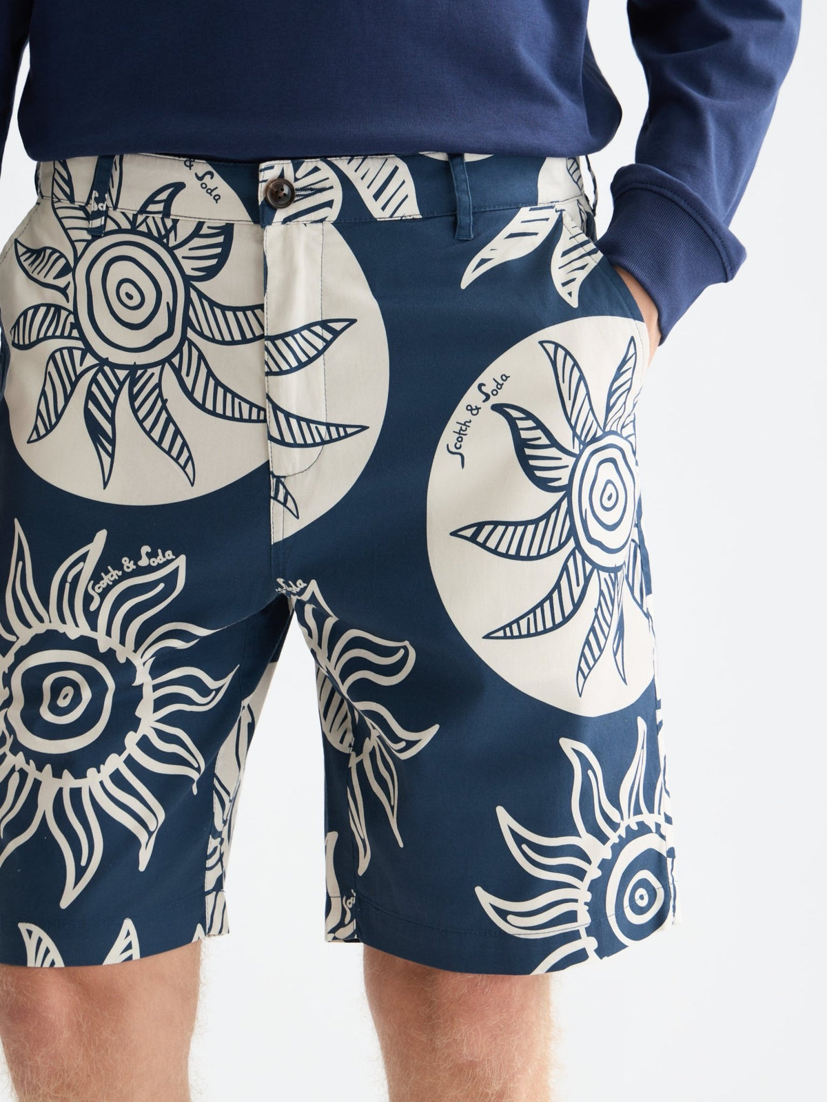 Stuart Printed Stretch Cotton Chino Shorts - Scotch & Soda South Africa