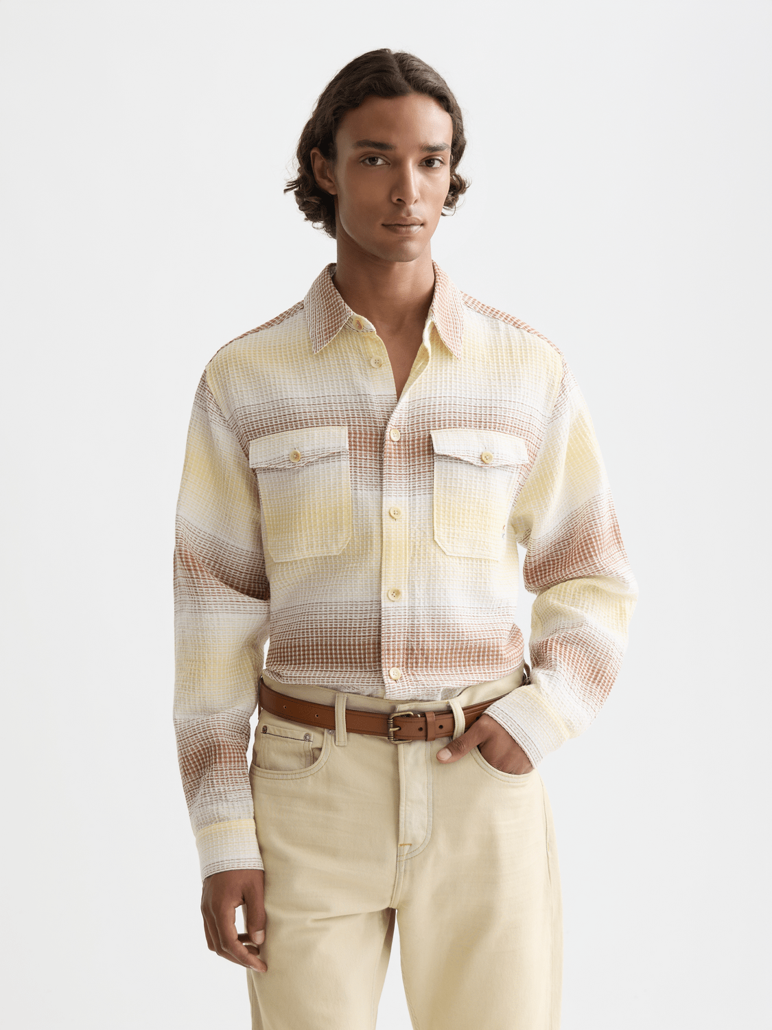 Waffle Structure Stripe Shirt - Scotch & Soda South Africa