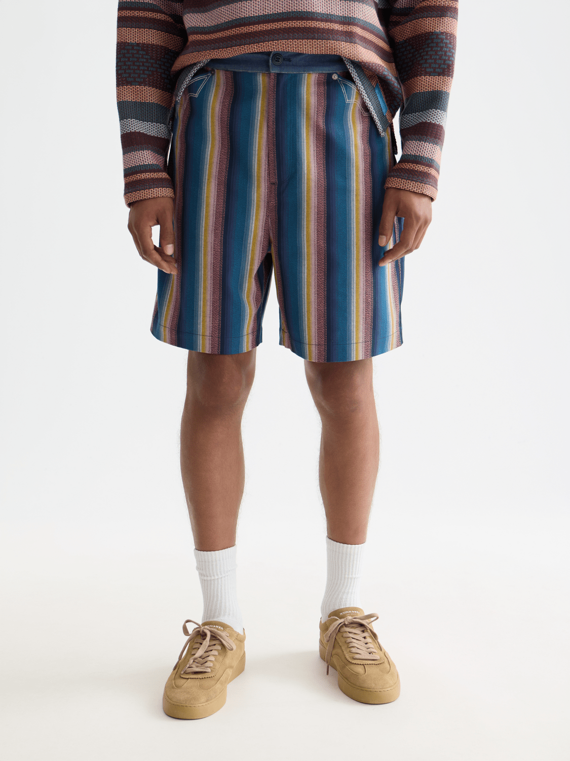 Western Detailed Striped Cotton Loose-Fit Bermuda - Scotch & Soda South Africa