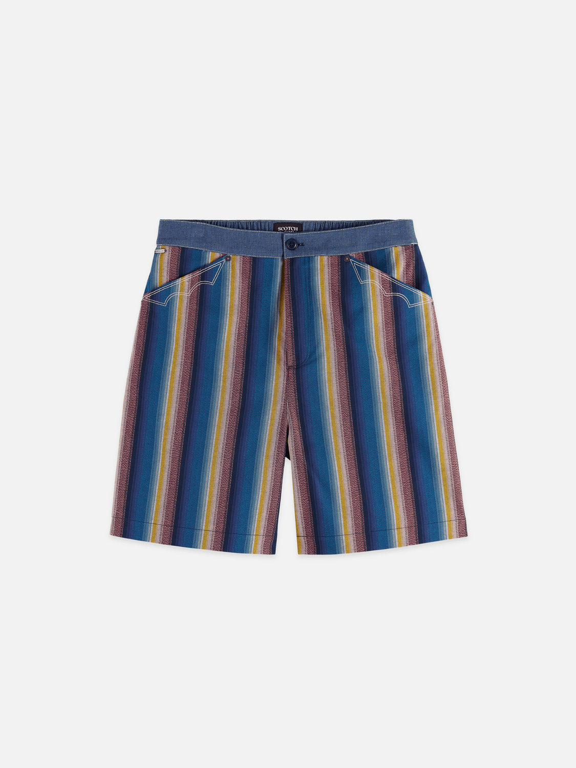 Western Detailed Striped Cotton Loose-Fit Bermuda - Scotch & Soda South Africa
